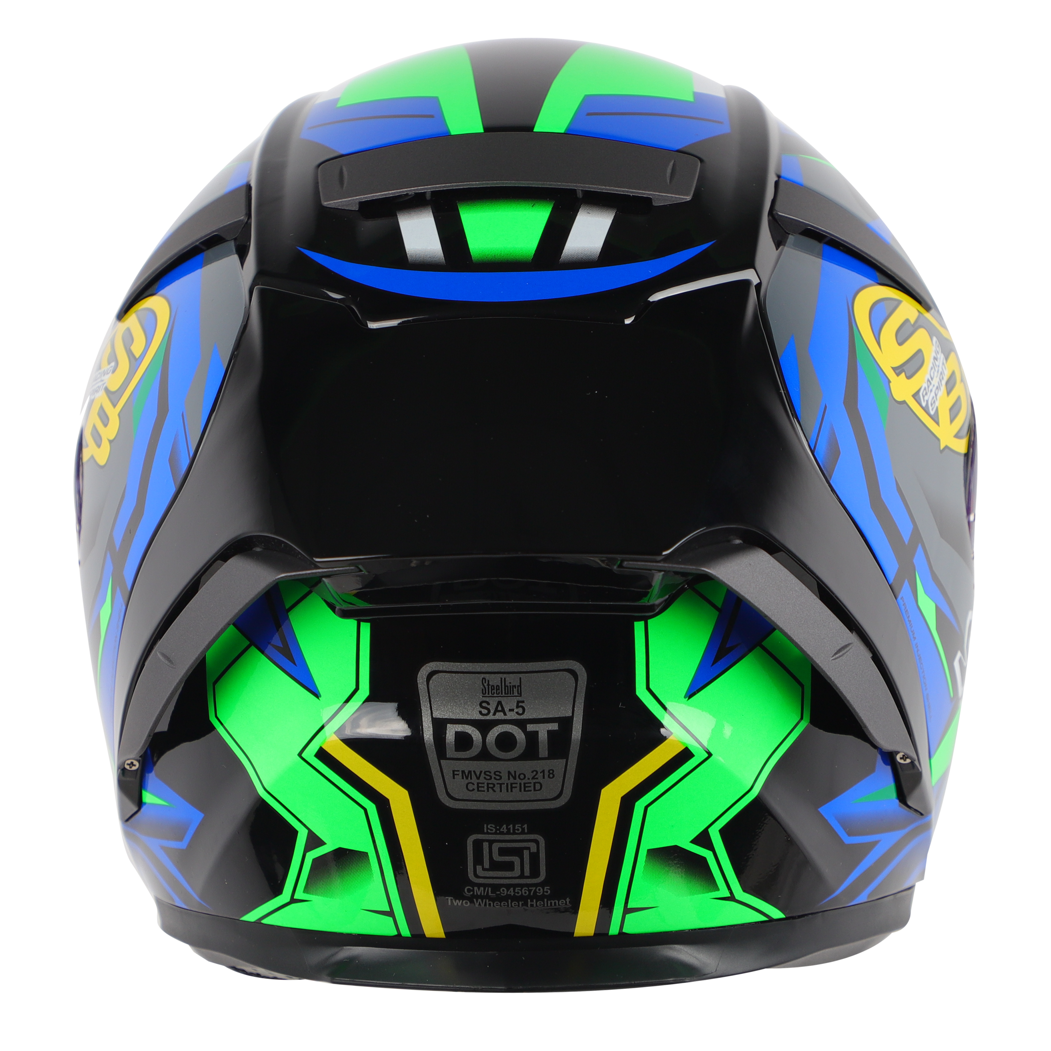 SA-5 DOT RACING SPIRIT GLOSSY BLACK WITH Y.BLUE ( WITH ANTI-FOG SHIELD)