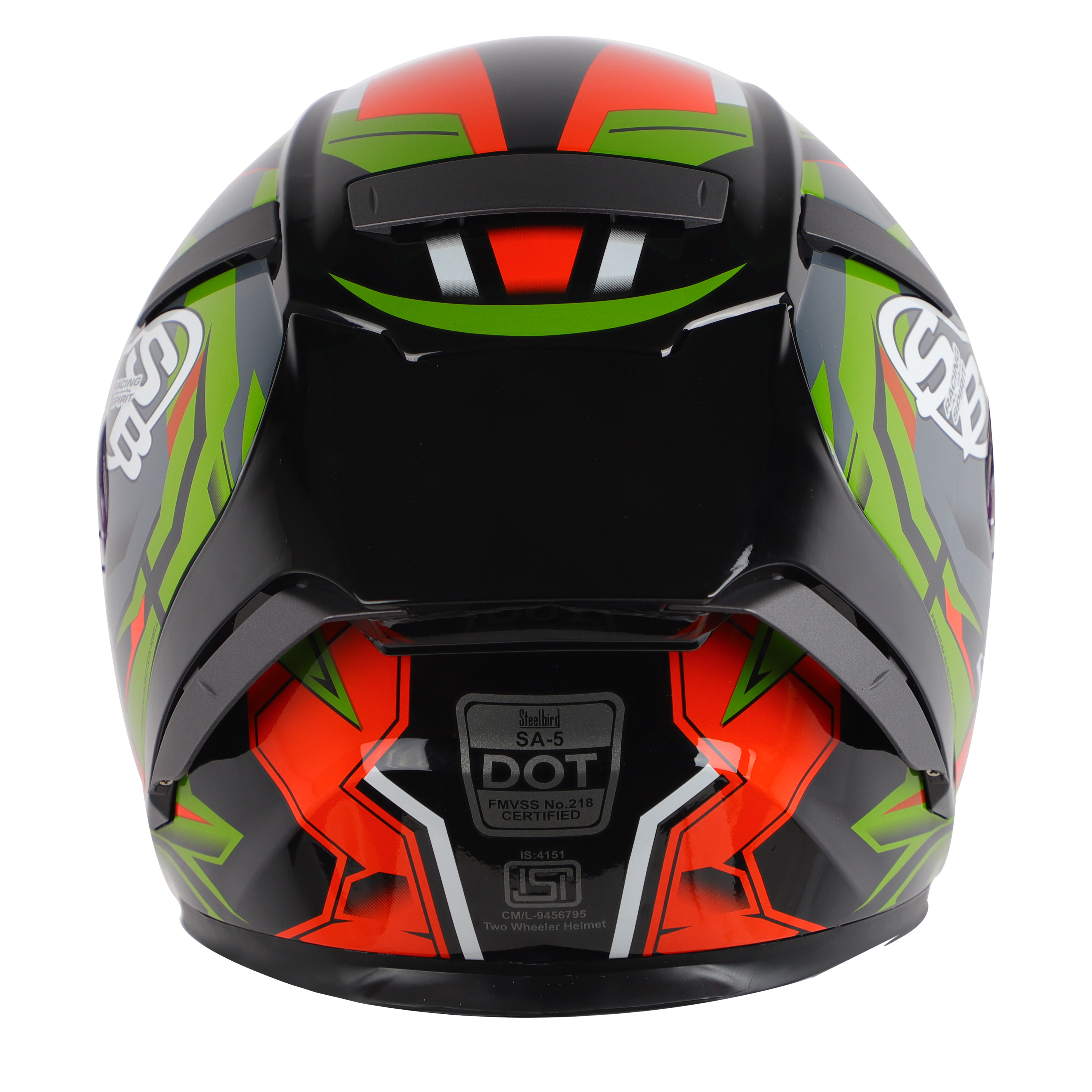 SA-5 DOT RACING SPIRIT GLOSSY  BLACK WITH GREEN ( WITH ANTI-FOG SHIELD)