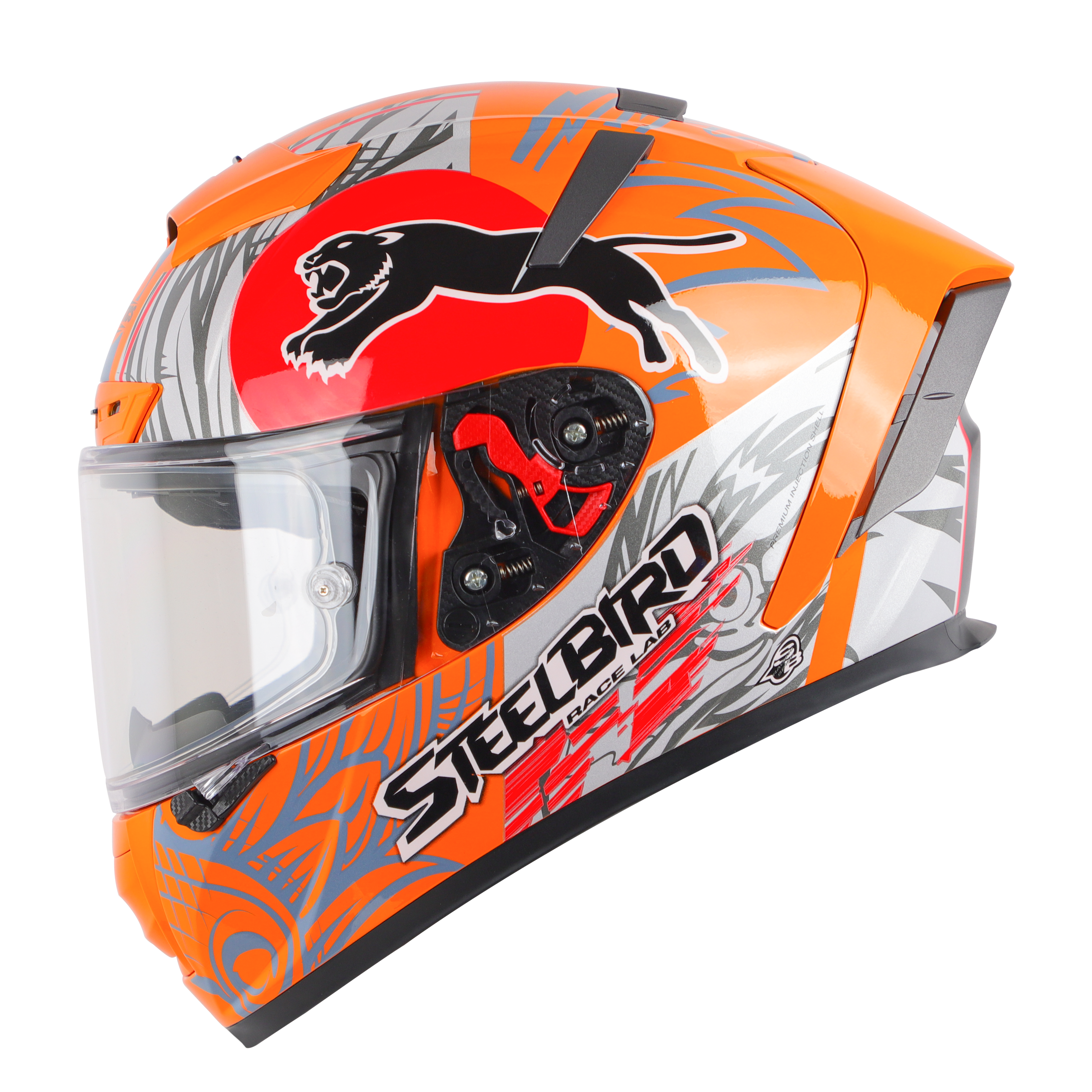 SA-5 DOT FLYDECK MAT ORANGE WITH RED (WITH ANTI-FOG SHIELD VISOR) 