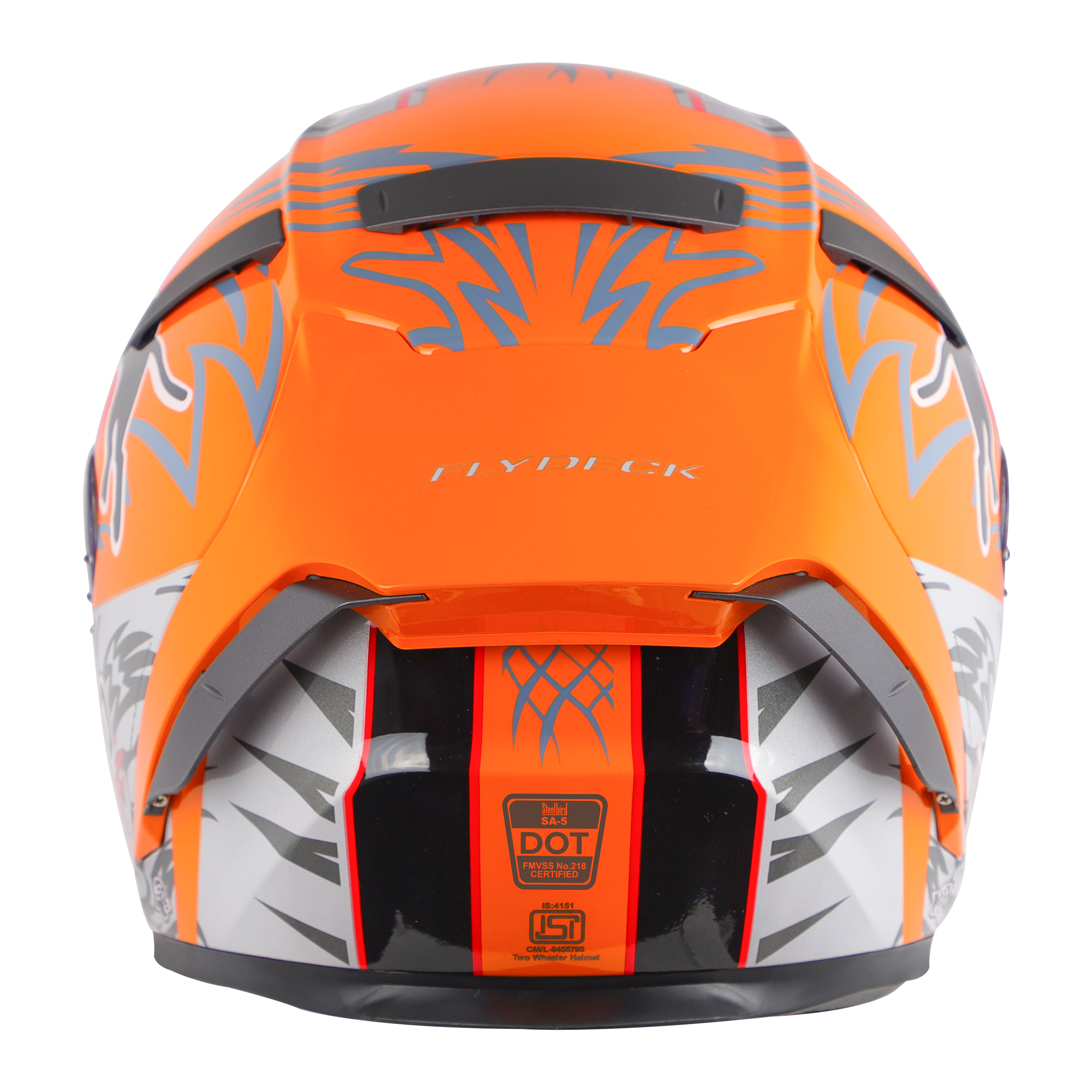 SA-5 DOT FLYDECK GLOSSY ORANGE WITH RED (WITH ANTI-FOG SHIELD VISOR) 