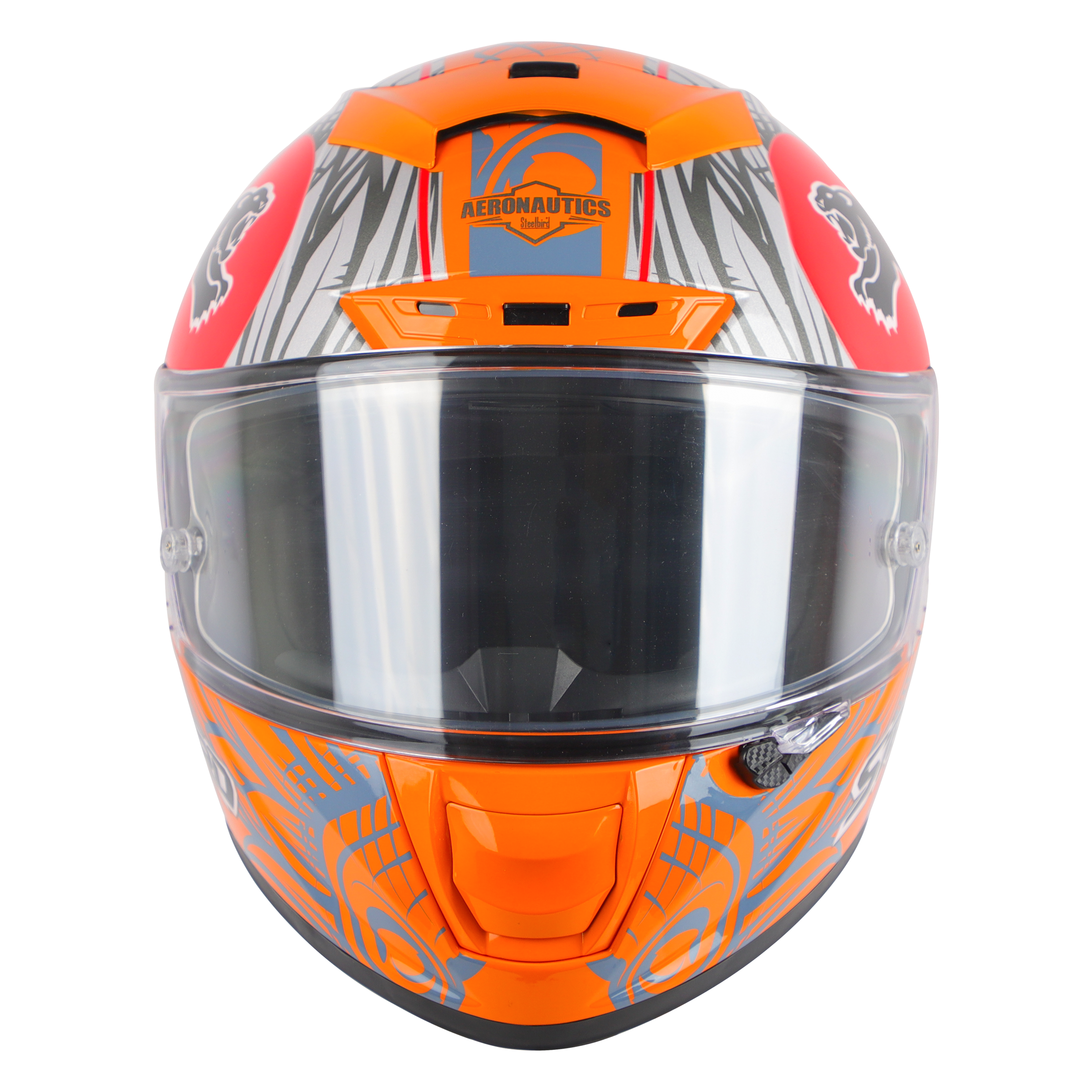 SA-5 DOT FLYDECK GLOSSY ORANGE WITH RED (WITH ANTI-FOG SHIELD VISOR) 