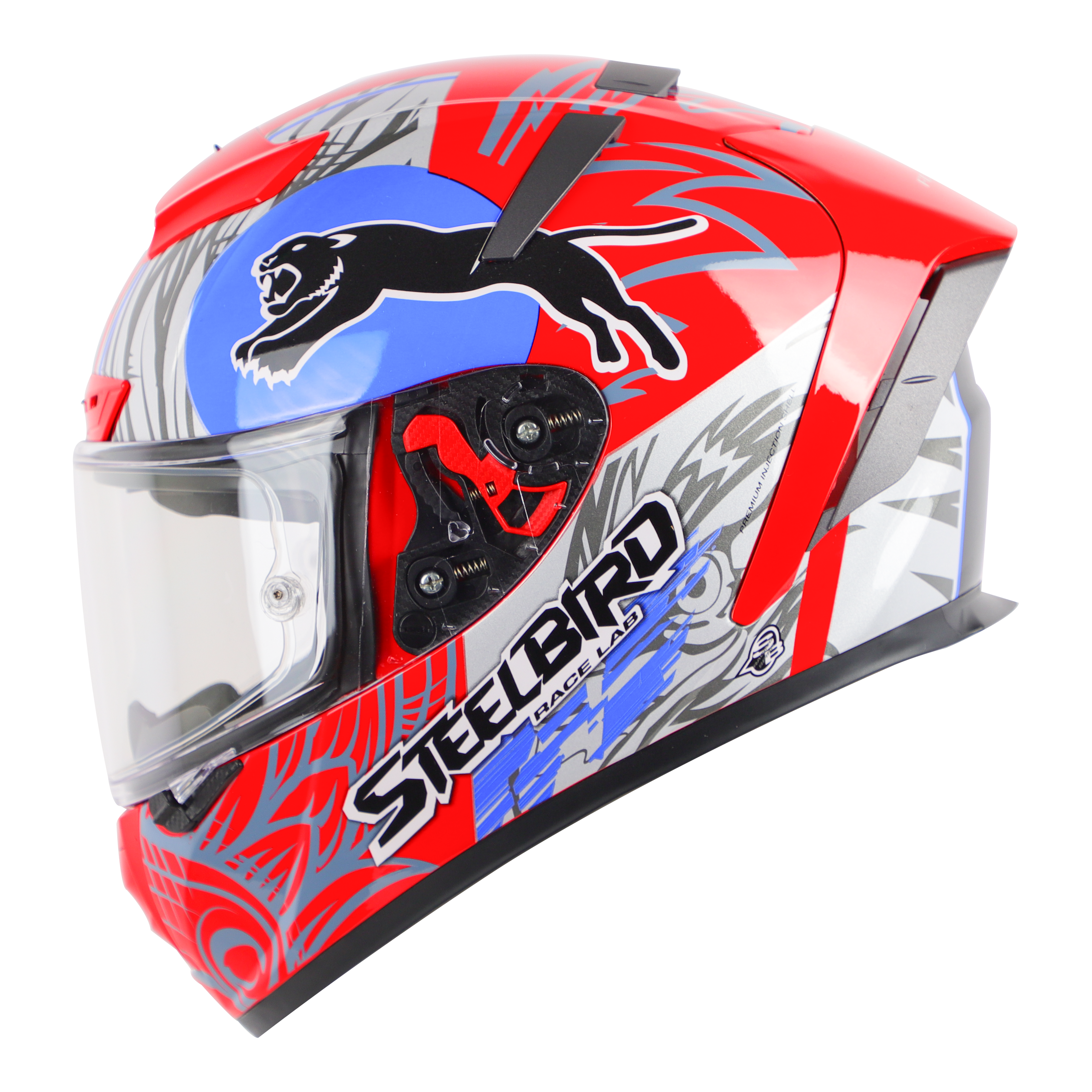 SA-5 DOT FLYDECK GLOSSY RED WITH BLUE (WITH ANTI-FOG SHIELD VISOR) 