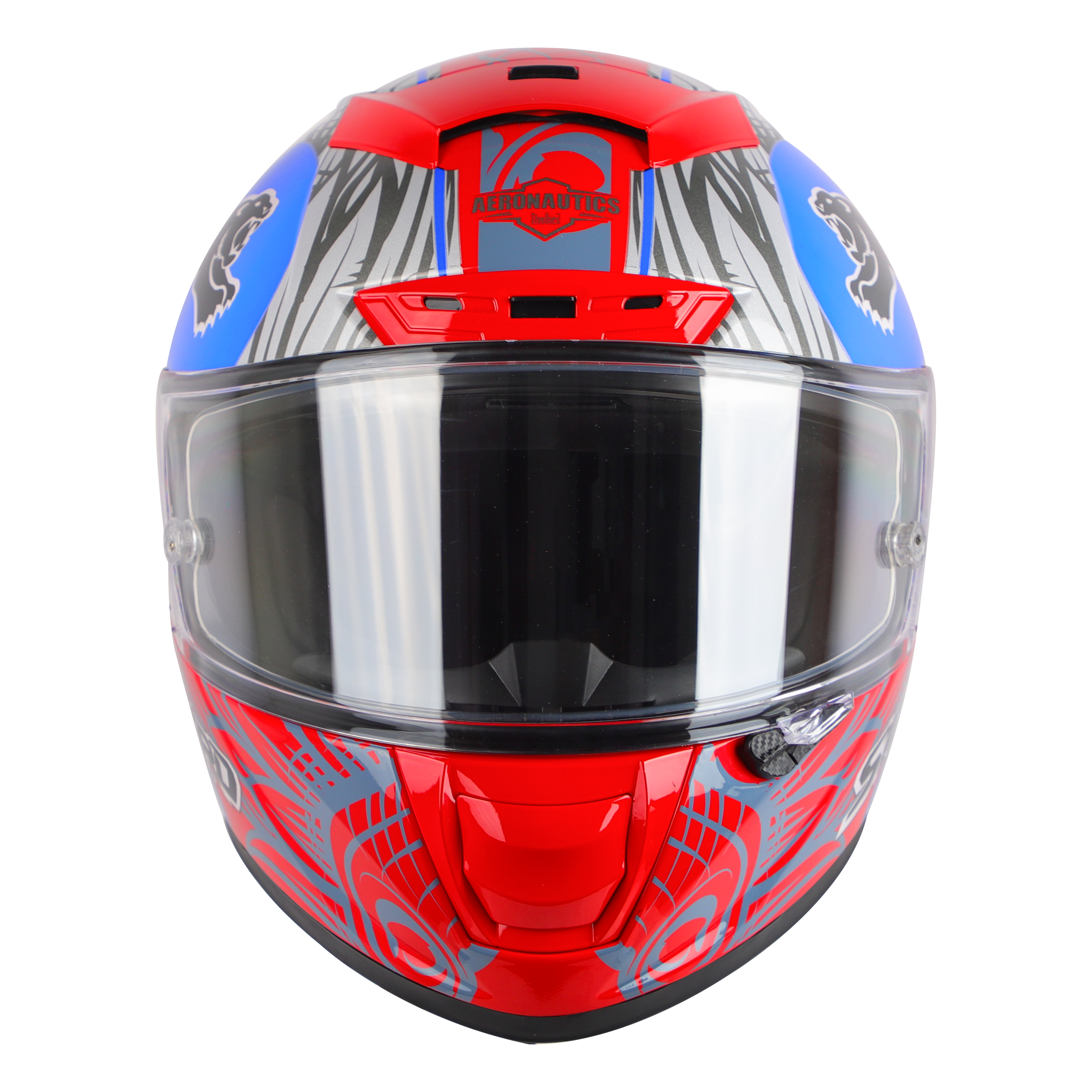 SA-5 DOT FLYDECK GLOSSY RED WITH BLUE (WITH ANTI-FOG SHIELD VISOR) 