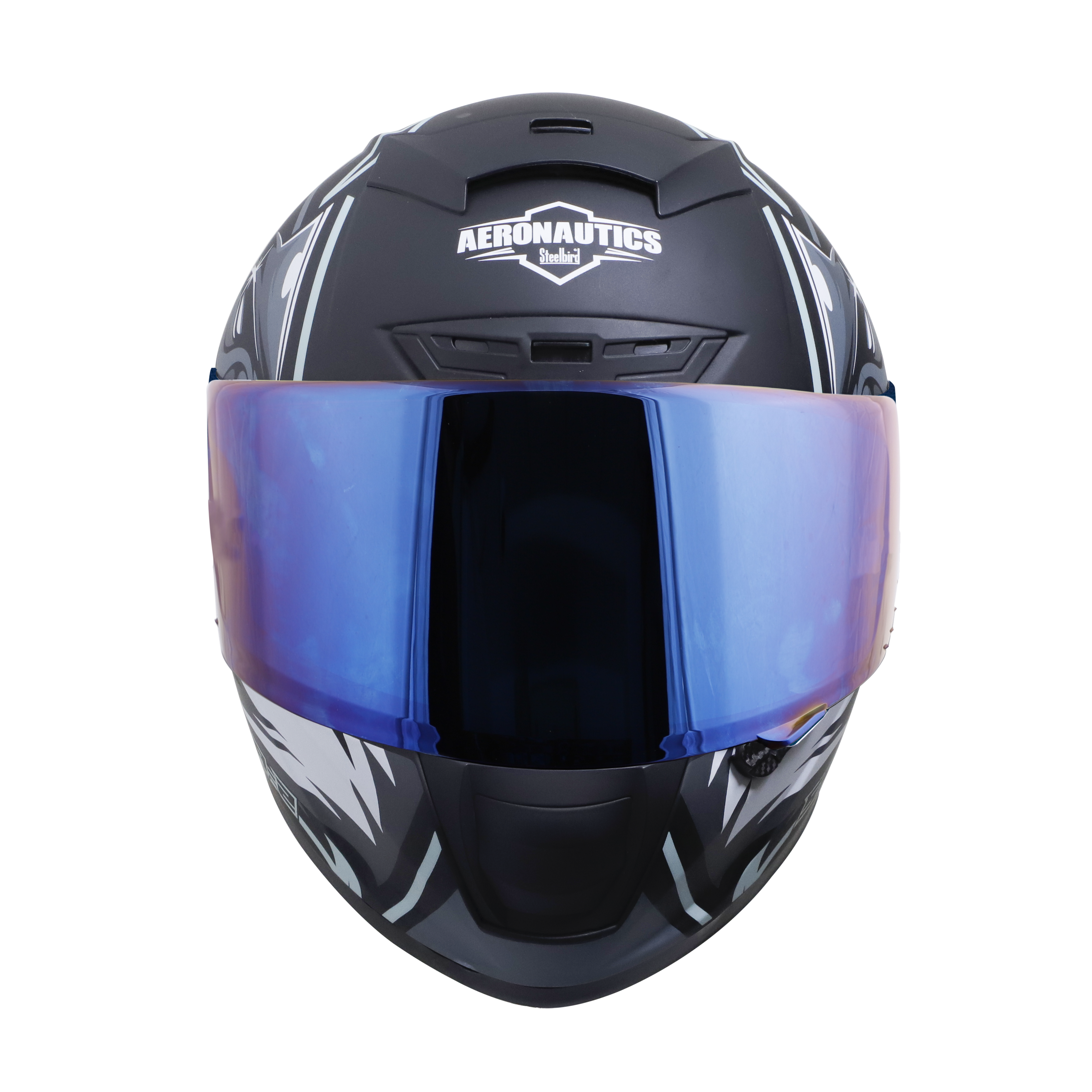 SA-2 VILLAIN MAT BLACK WITH GREY (FITTED WITH CLEAR VISOR EXTRA CHROME BLUE VISOR FREE)