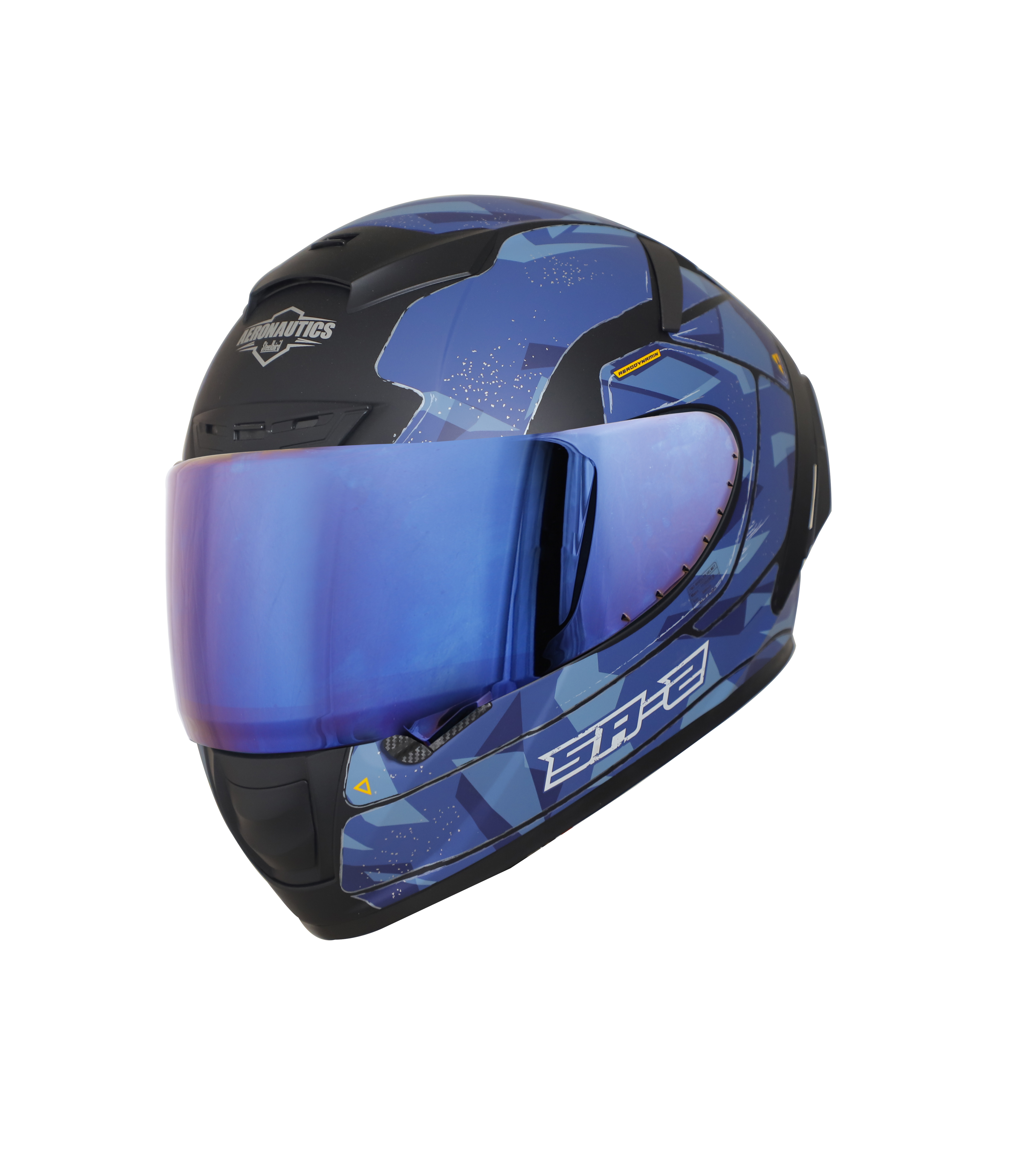 SA-2 ESCAPE MAT BLACK WITH BLUE  BLUE CHROME VISOR (FITTED WITH CLEAR WITH EXTRA CHROME VISOR FREE)