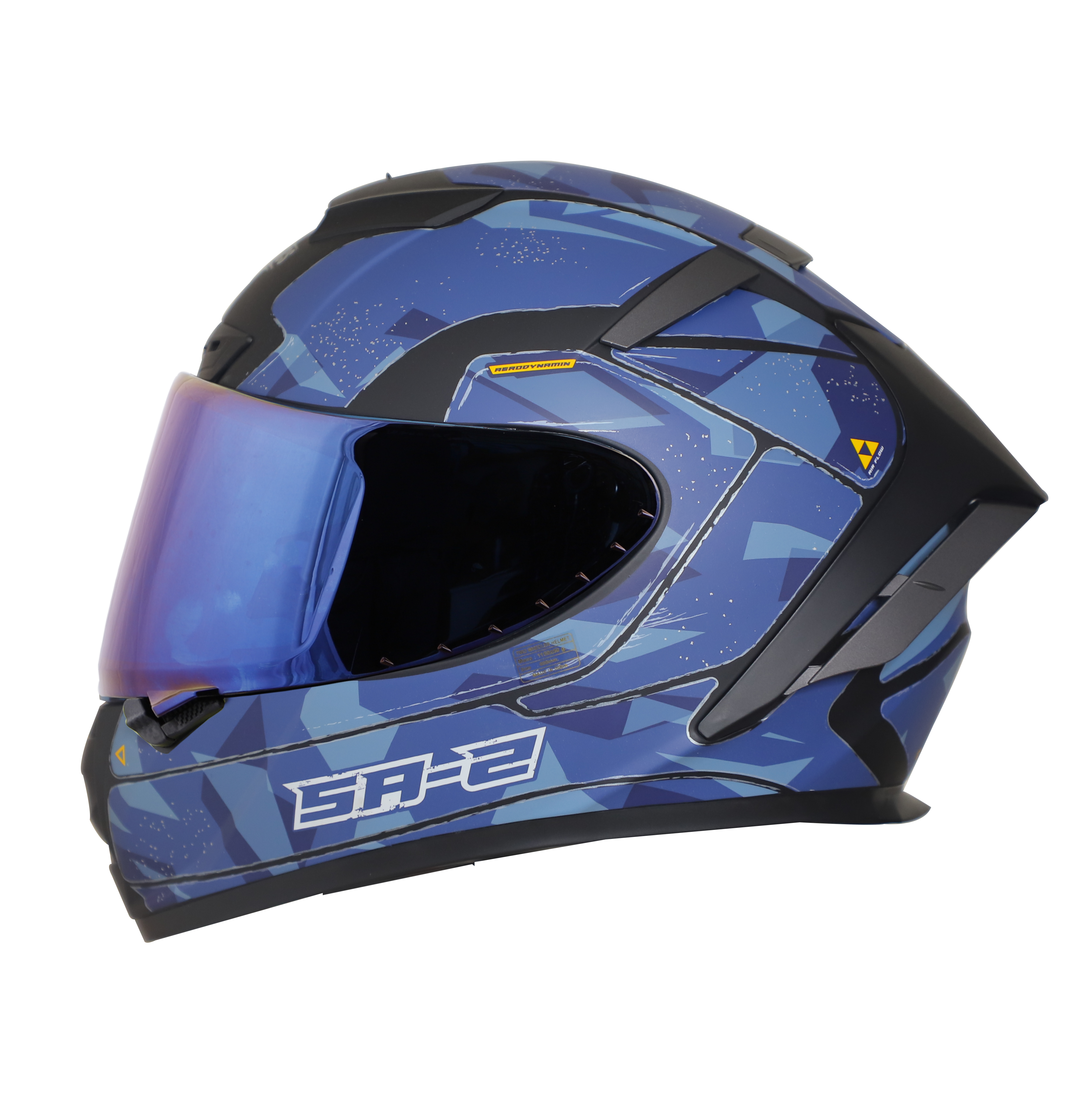 SA-2 ESCAPE MAT BLACK WITH BLUE  BLUE CHROME VISOR (FITTED WITH CLEAR WITH EXTRA CHROME VISOR FREE)