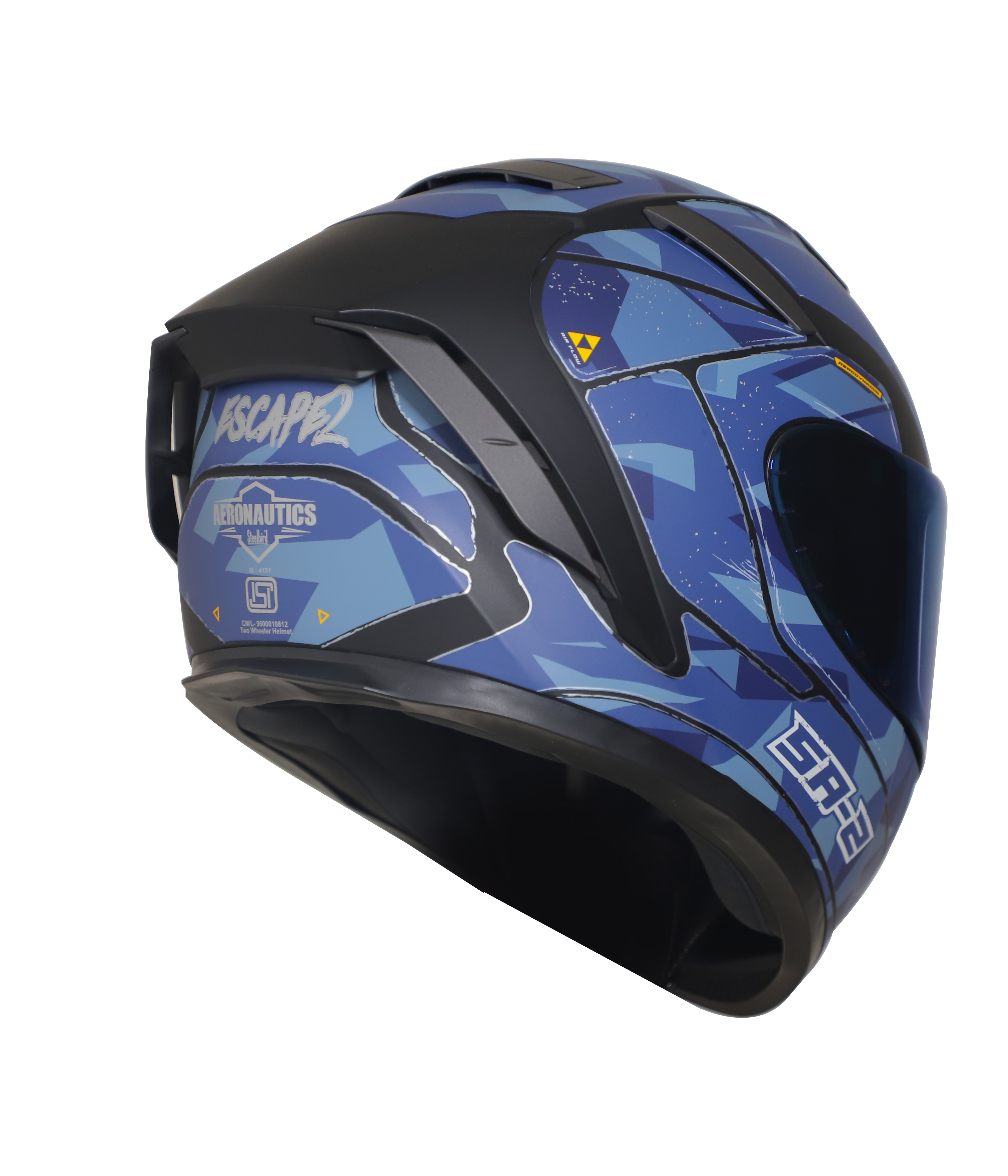 SA-2 ESCAPE MAT BLACK WITH BLUE  BLUE CHROME VISOR (FITTED WITH CLEAR WITH EXTRA CHROME VISOR FREE)