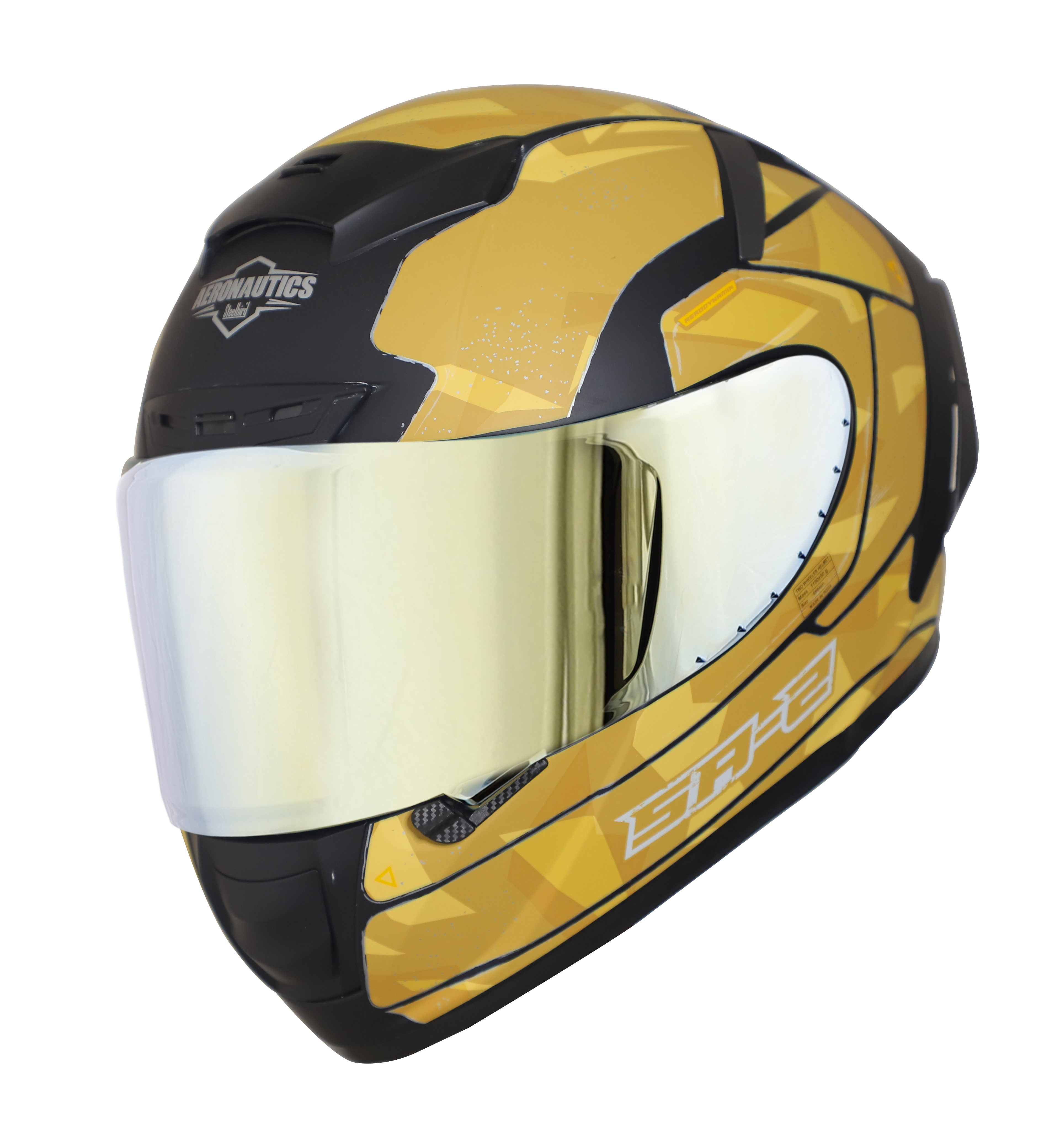 SA-2 ESCAPE MAT BLACK WITH DESERT STORM GOLD CHROME VISOR (FITTED WITH CLEAR WITH EXTRA CHROME VISOR FREE)