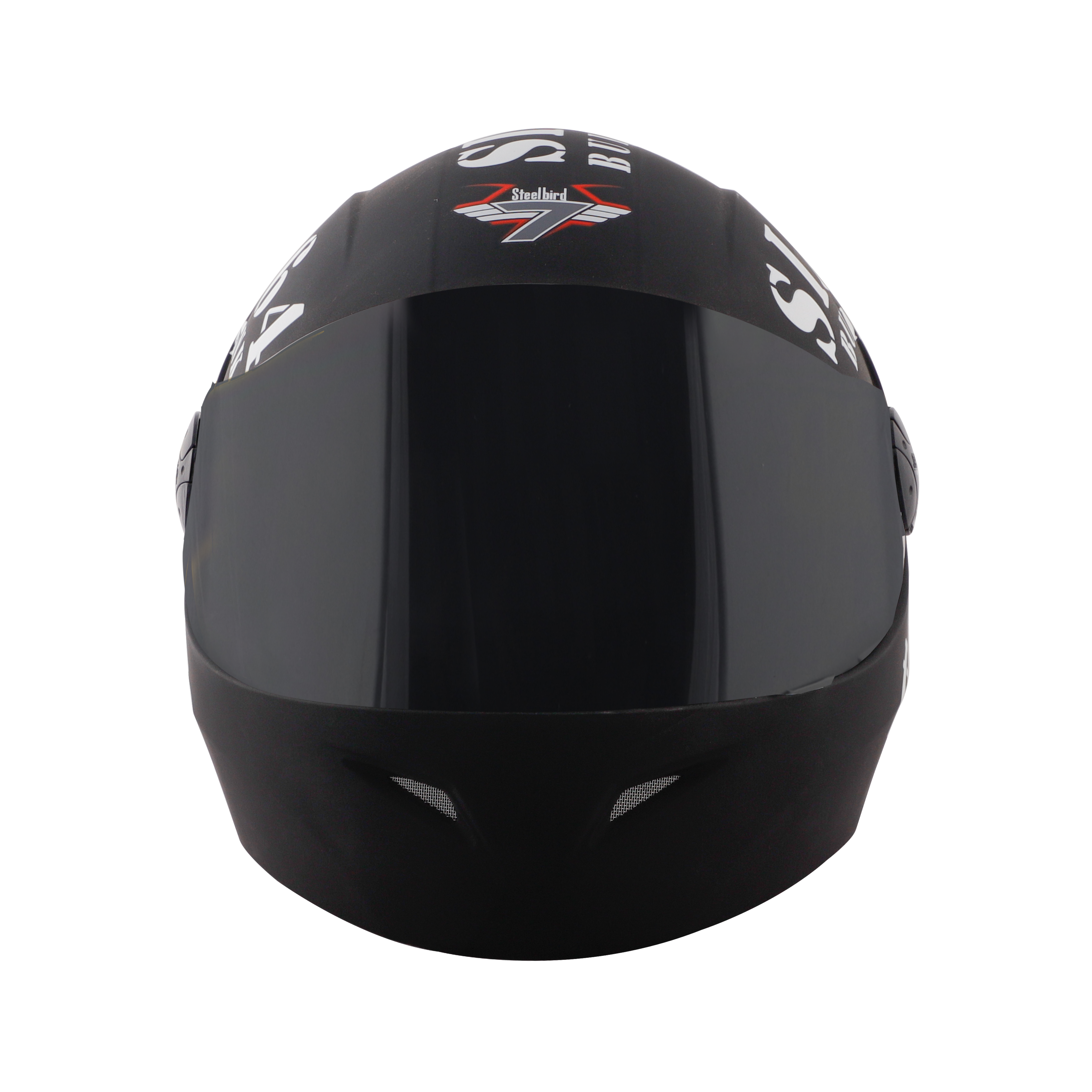 Steelbird SB-37 Zon Tank Full Face ISI Certified Graphic Helmet (Matt Black White With Smoke Visor)