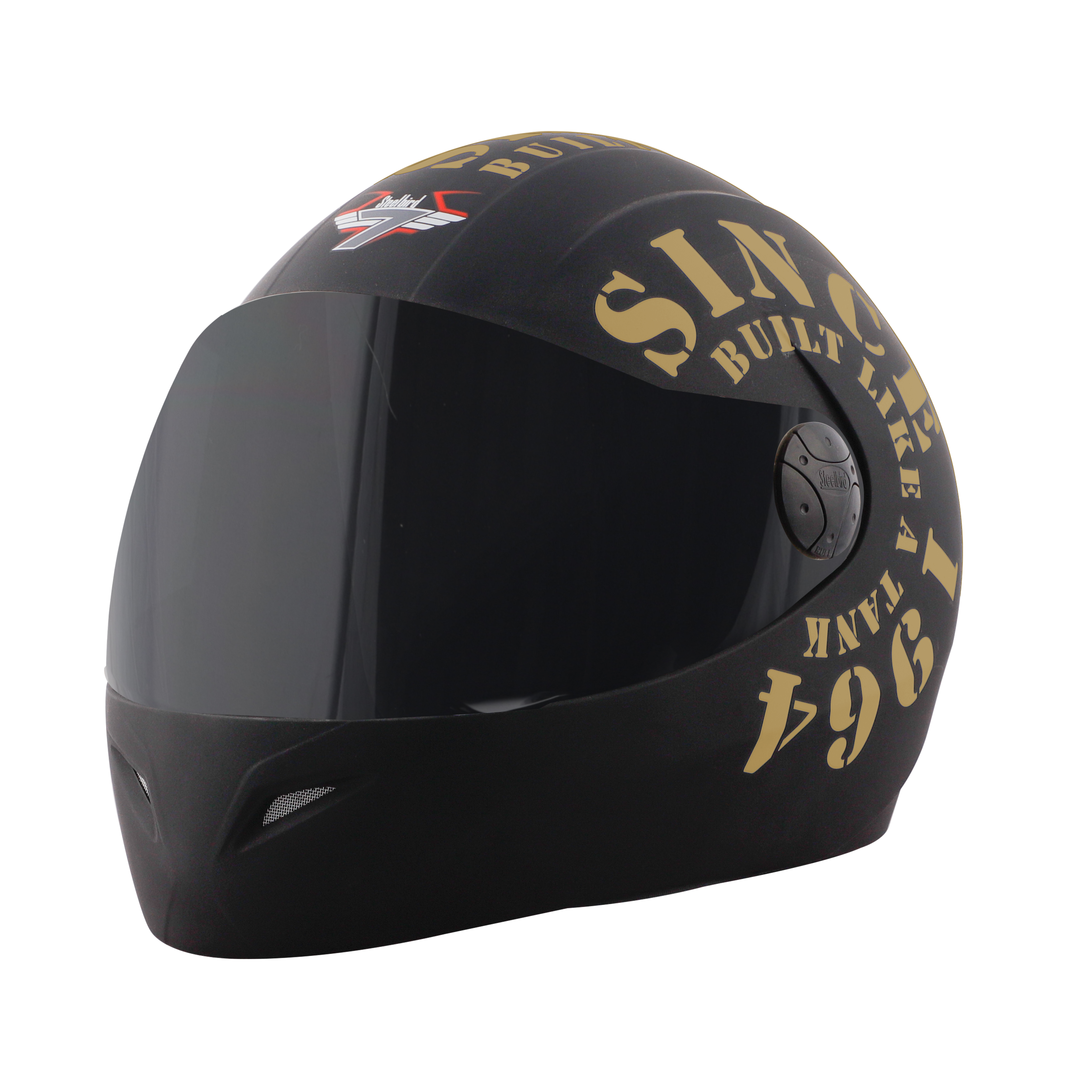 Steelbird SB-37 Zon Tank Full Face ISI Certified Graphic Helmet (Matt Black Gold with Smoke Visor)