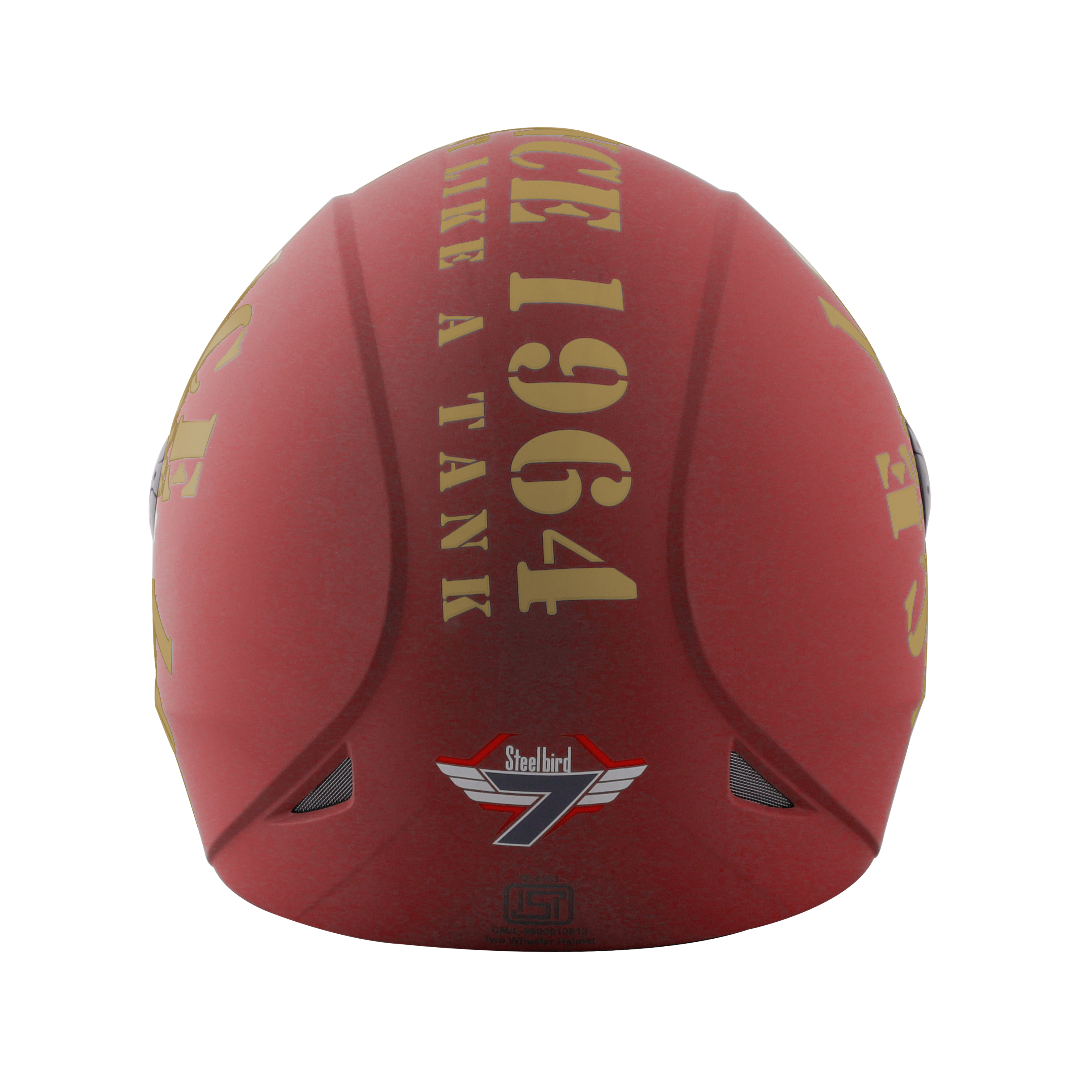 Steelbird SB-37 Zon Tank Full Face ISI Certified Graphic Helmet (Matt Maroon Gold With Smoke Visor)