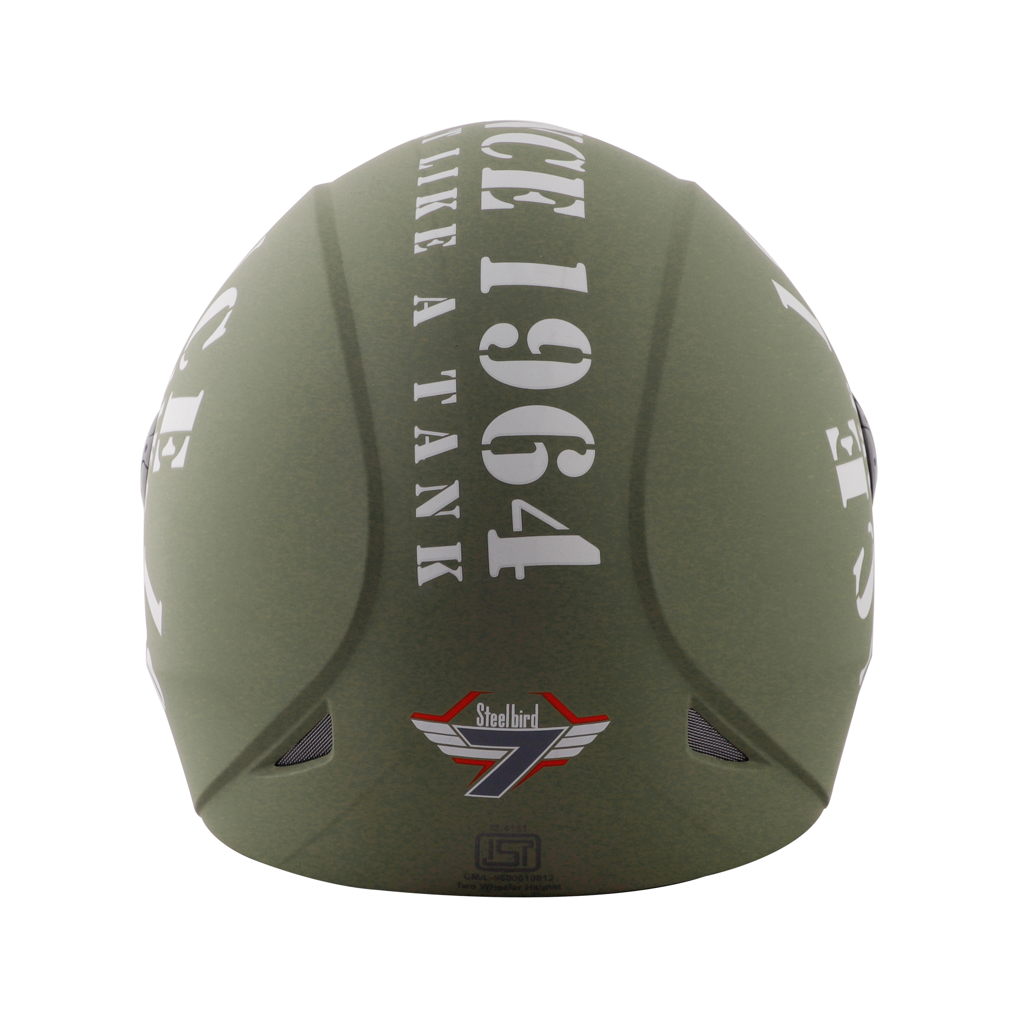 Steelbird SB-37 Zon Tank Full Face ISI Certified Graphic Helmet (Matt Battle Green White With Smoke Visor)
