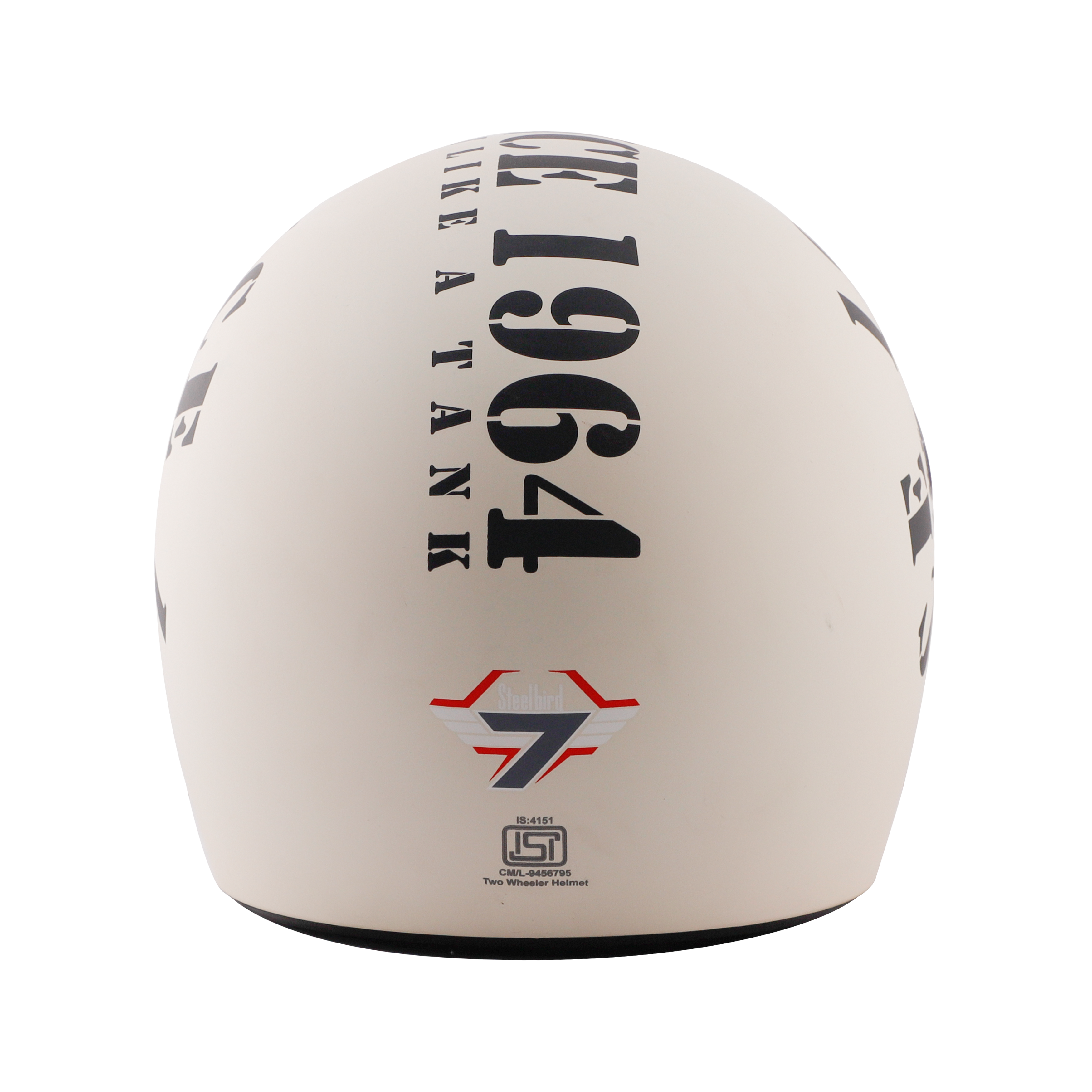Steelbird SB-01 Tank Full Face ISI Certified Graphic Helmet (Matt Off White Black With Smoke Visor)
