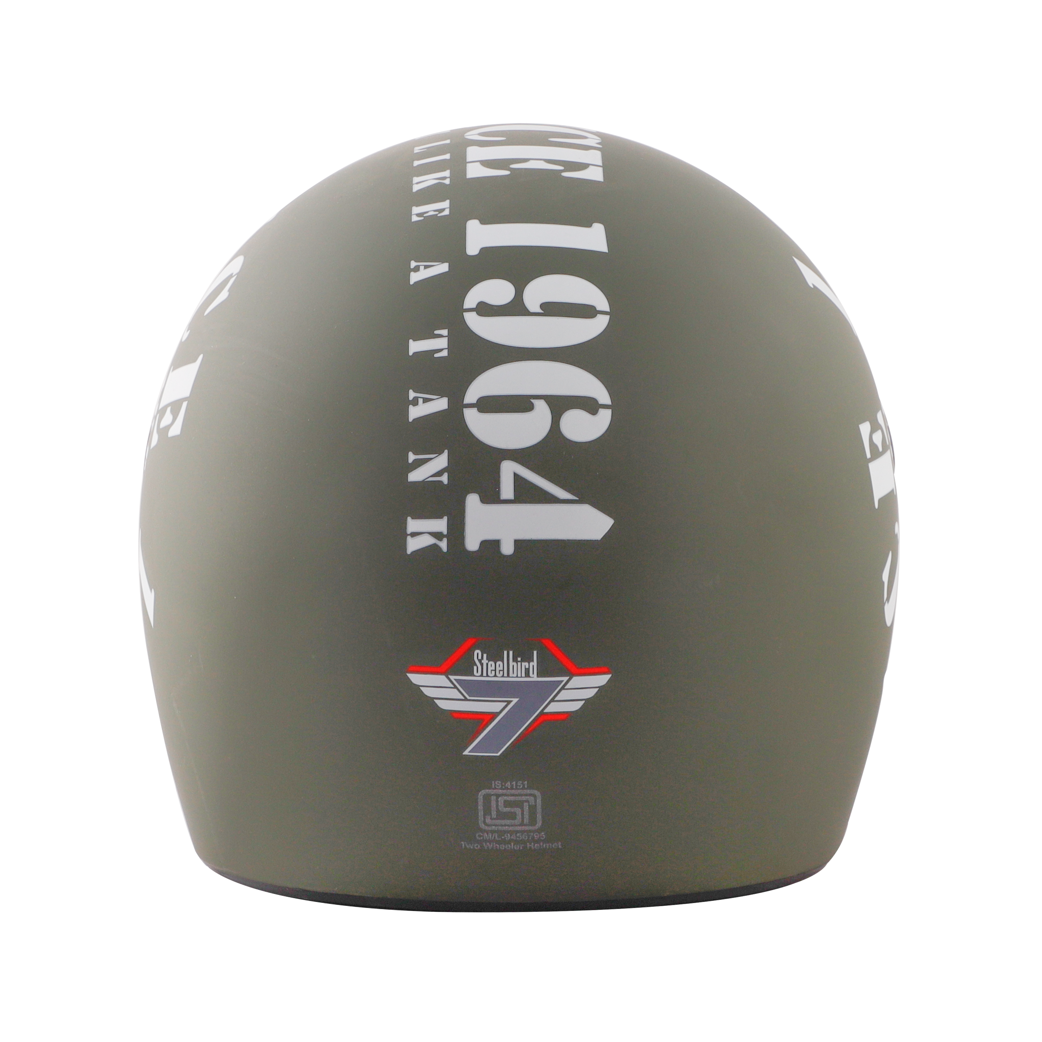 Steelbird SB-01 Tank Full Face ISI Certified Graphic Helmet (Matt Battle Green White With Smoke Visor)