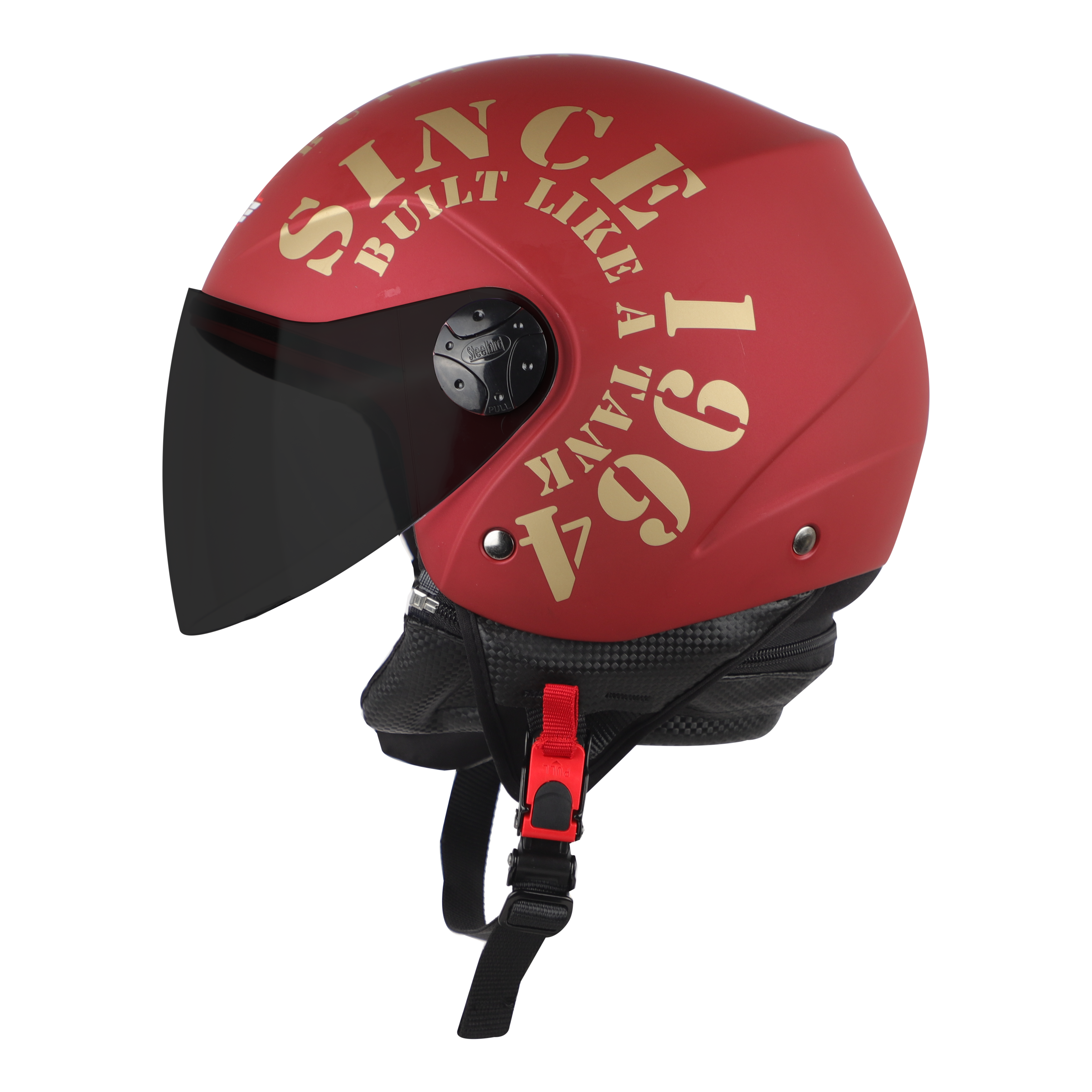 Steelbird SB-02 Tank Full Face ISI Certified Graphic Helmet (Matt Maroon Gold With Smoke Visor)