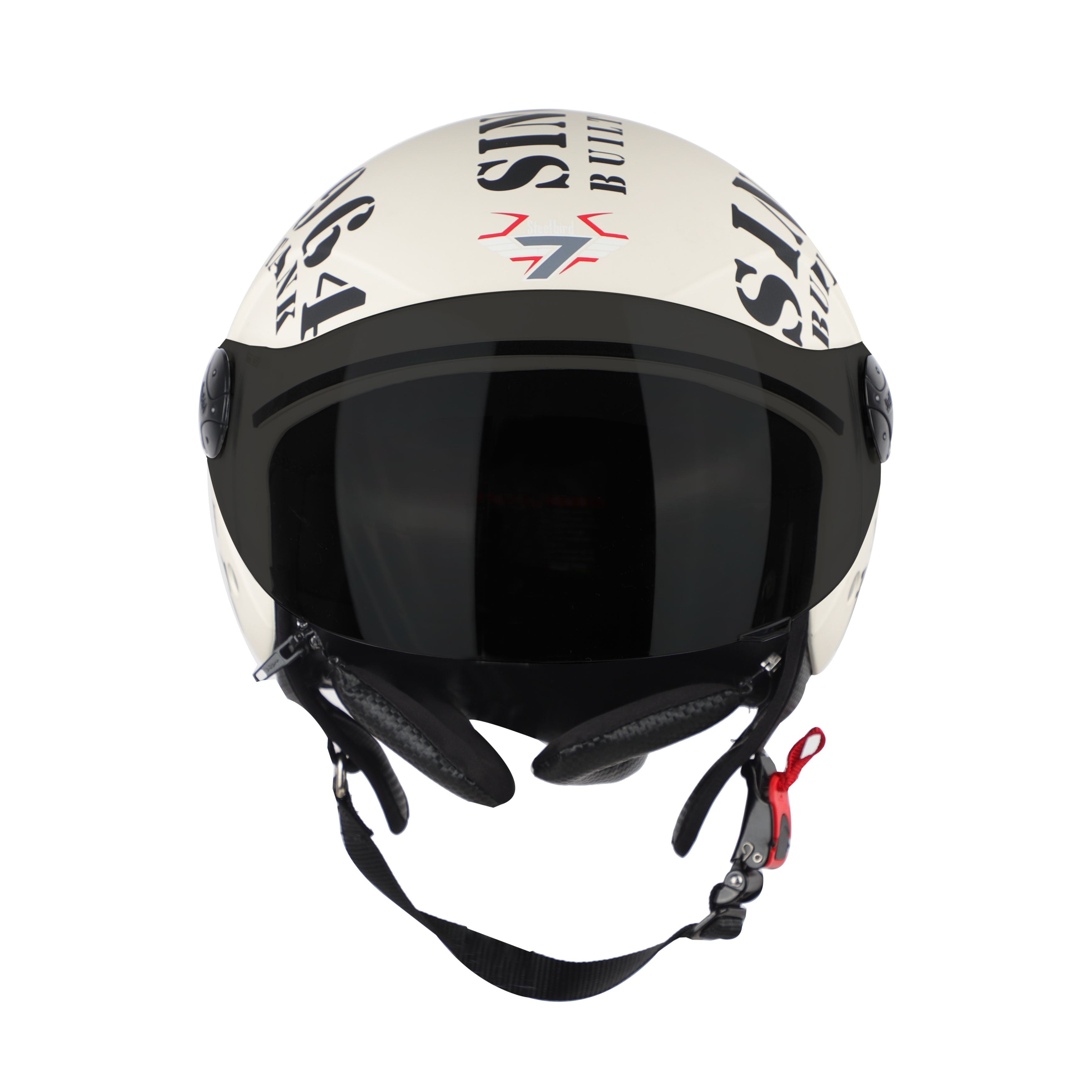 Steelbird SB-02 Tank Full Face ISI Certified Graphic Helmet (Matt Off White Black With Smoke Visor)
