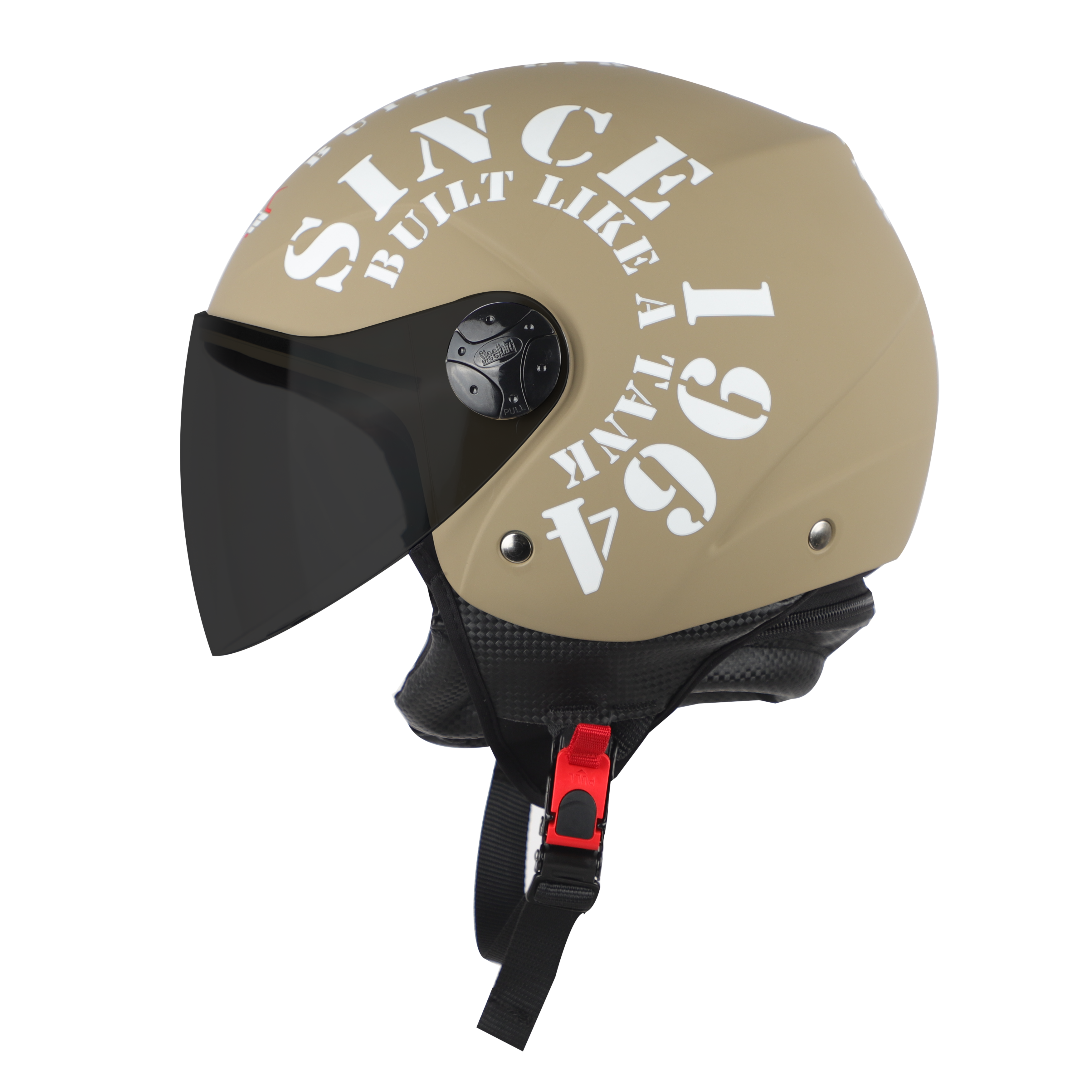 Steelbird SB-02 Tank Full Face ISI Certified Graphic Helmet (Matt Desert Storm White With Smoke Visor)