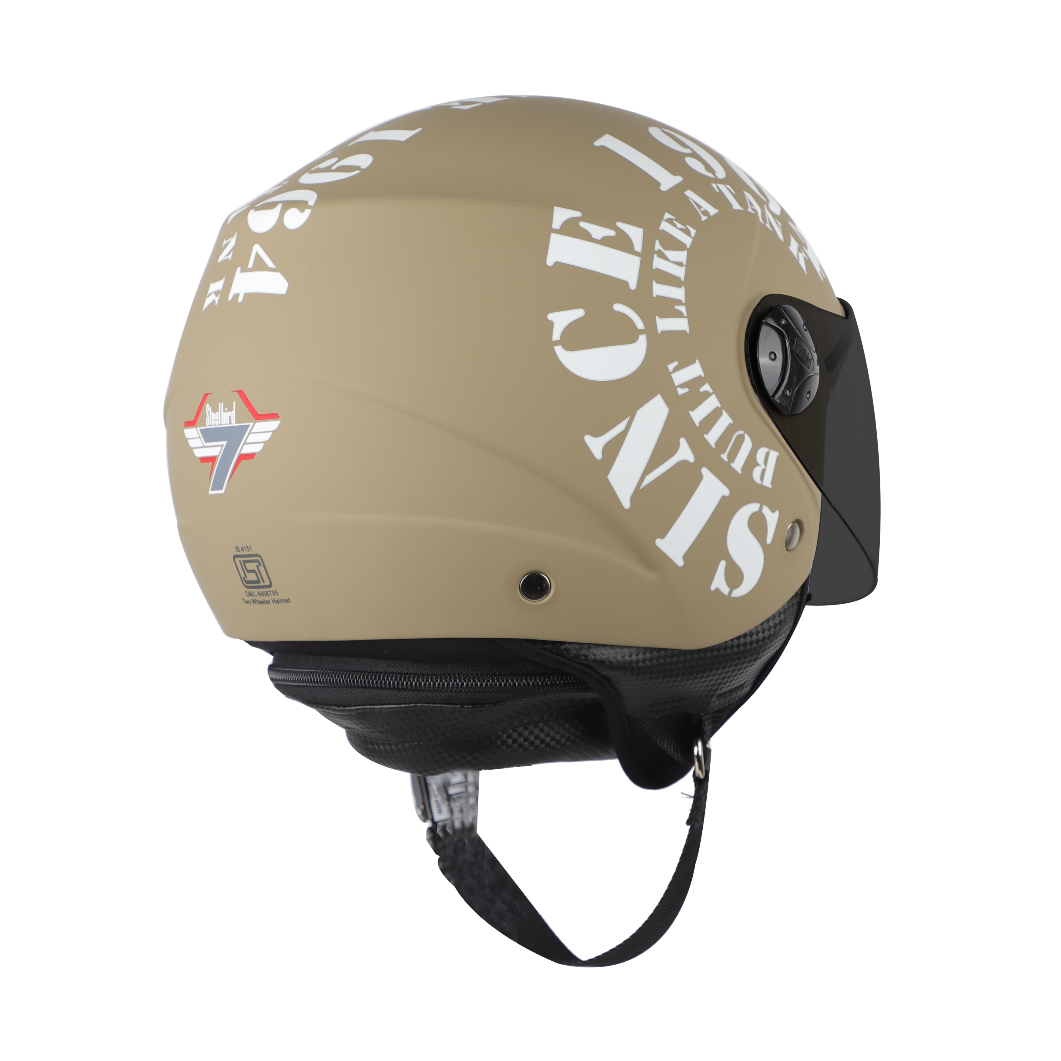 Steelbird SB-02 Tank Full Face ISI Certified Graphic Helmet (Matt Desert Storm White With Smoke Visor)
