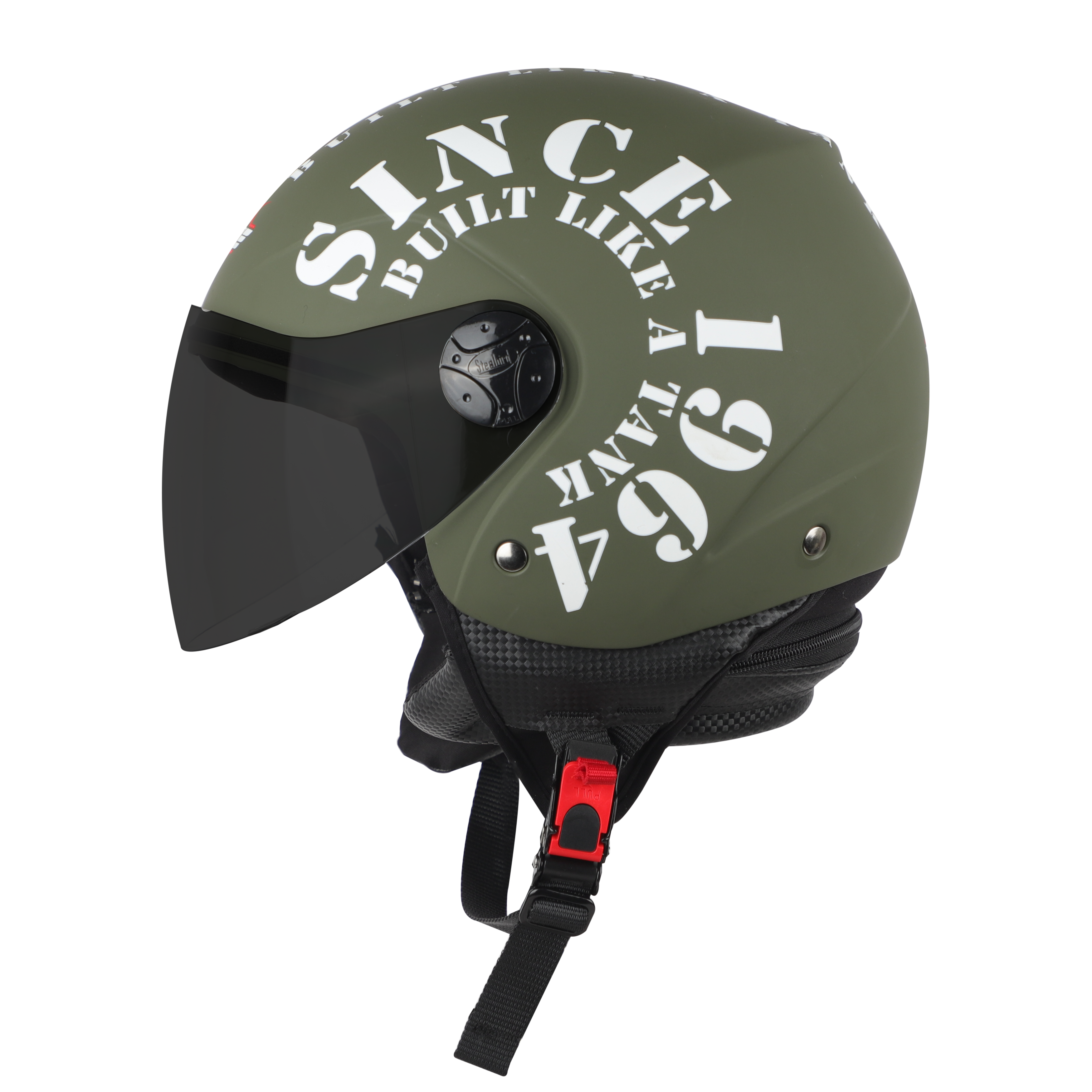 Steelbird SB-02 Tank Full Face ISI Certified Graphic Helmet (Matt Battle Green White With Smoke Visor)