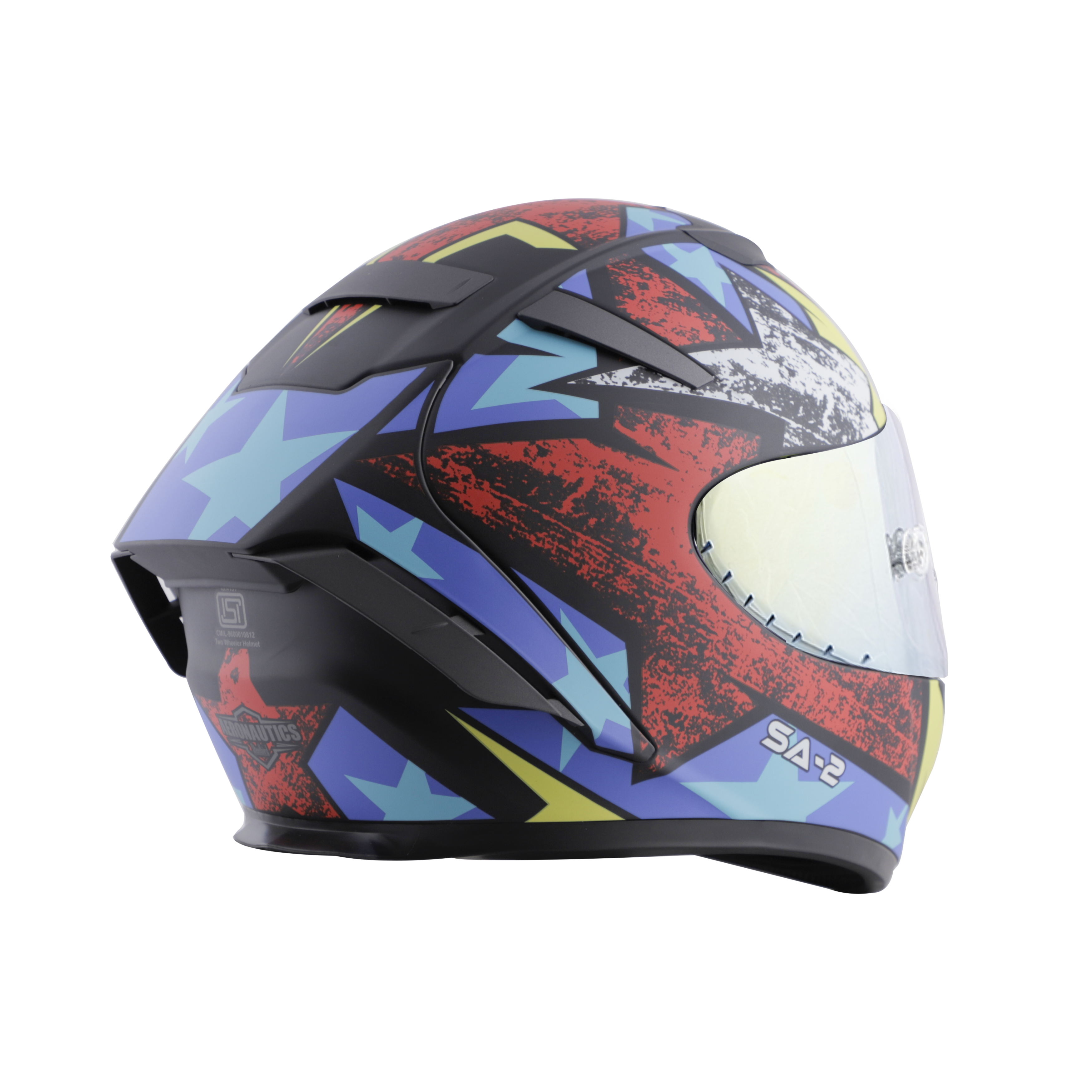 SA-2 STAR GLOSSY BLACK WITH RED FITTED WITH CLEAR VISOR EXTRA CHROME GOLD VISOR FREE (WITH ANTI-FOG SHIELD HOLDER)