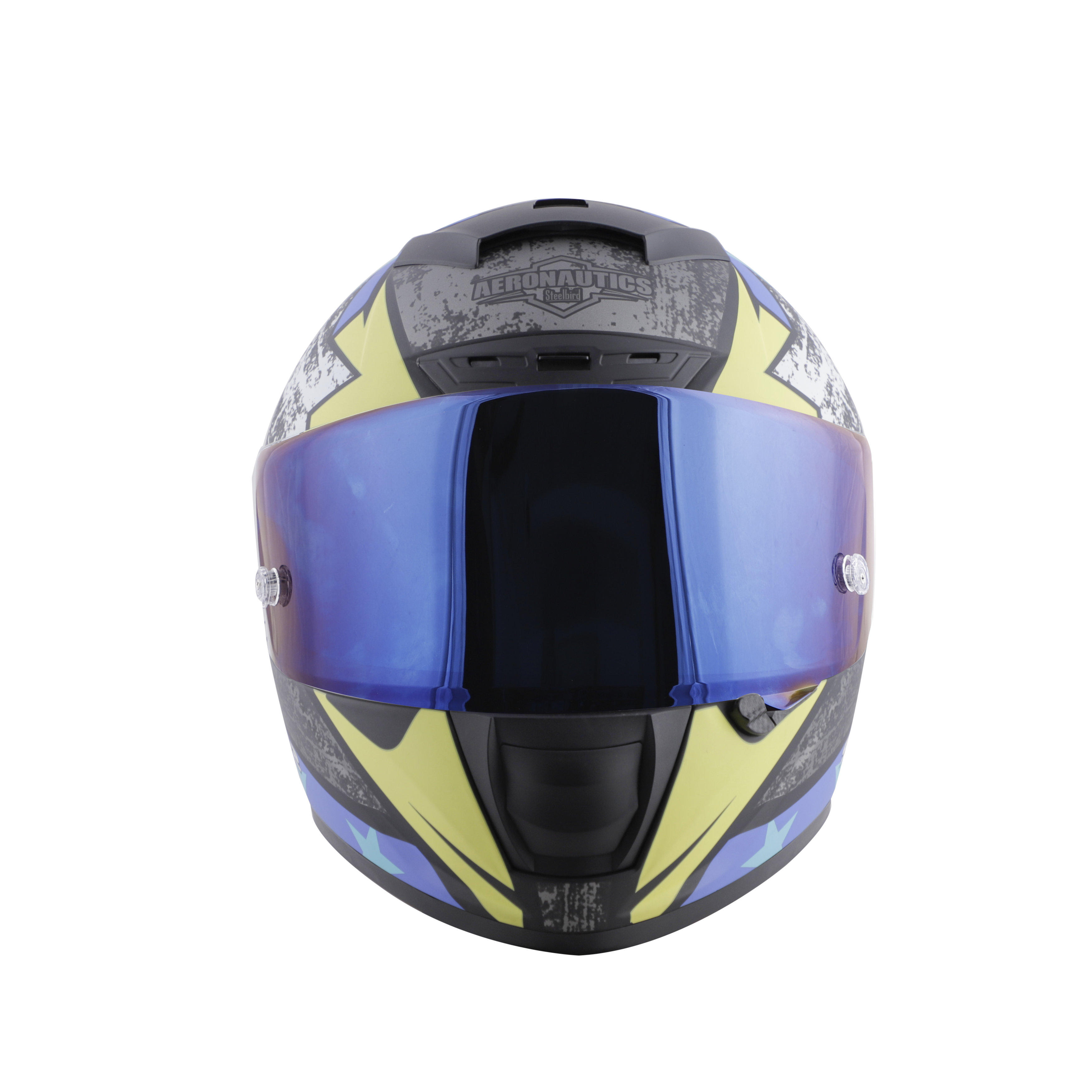 SA-2 STAR GLOSSY BLACK WITH GREY FITTED WITH CLEAR VISOR CHROME BLUE VISOR FREE (WITH ANTI-FOG SHIELD HOLDER)