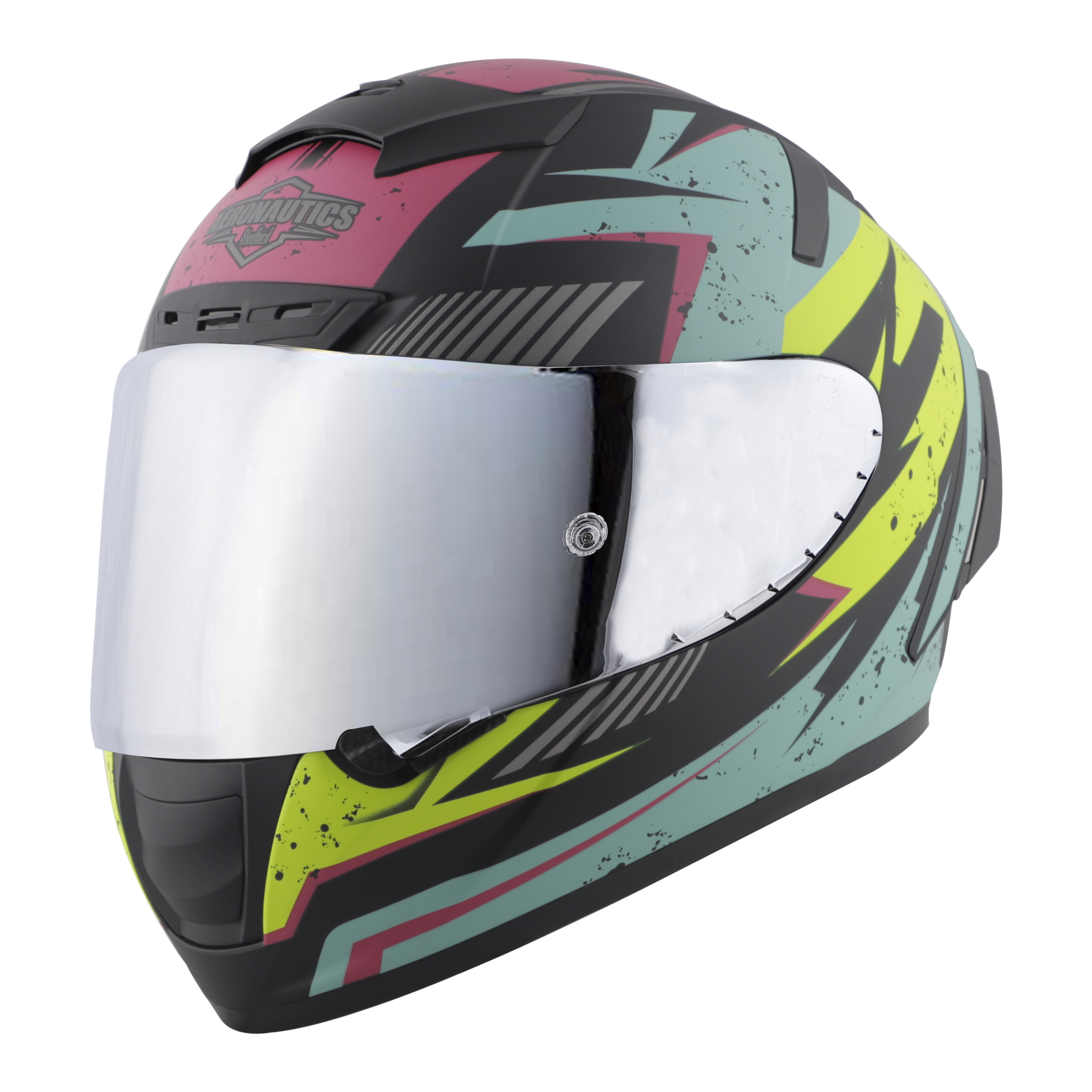 SA-2 BREEZER MAT BLACK WITH LIGHT BLUE FITTED WITH CLEAR VISOR EXTRA CHROME SILVER VISOR FREE (WITH ANTI-FOG SHIELD HOLDER)