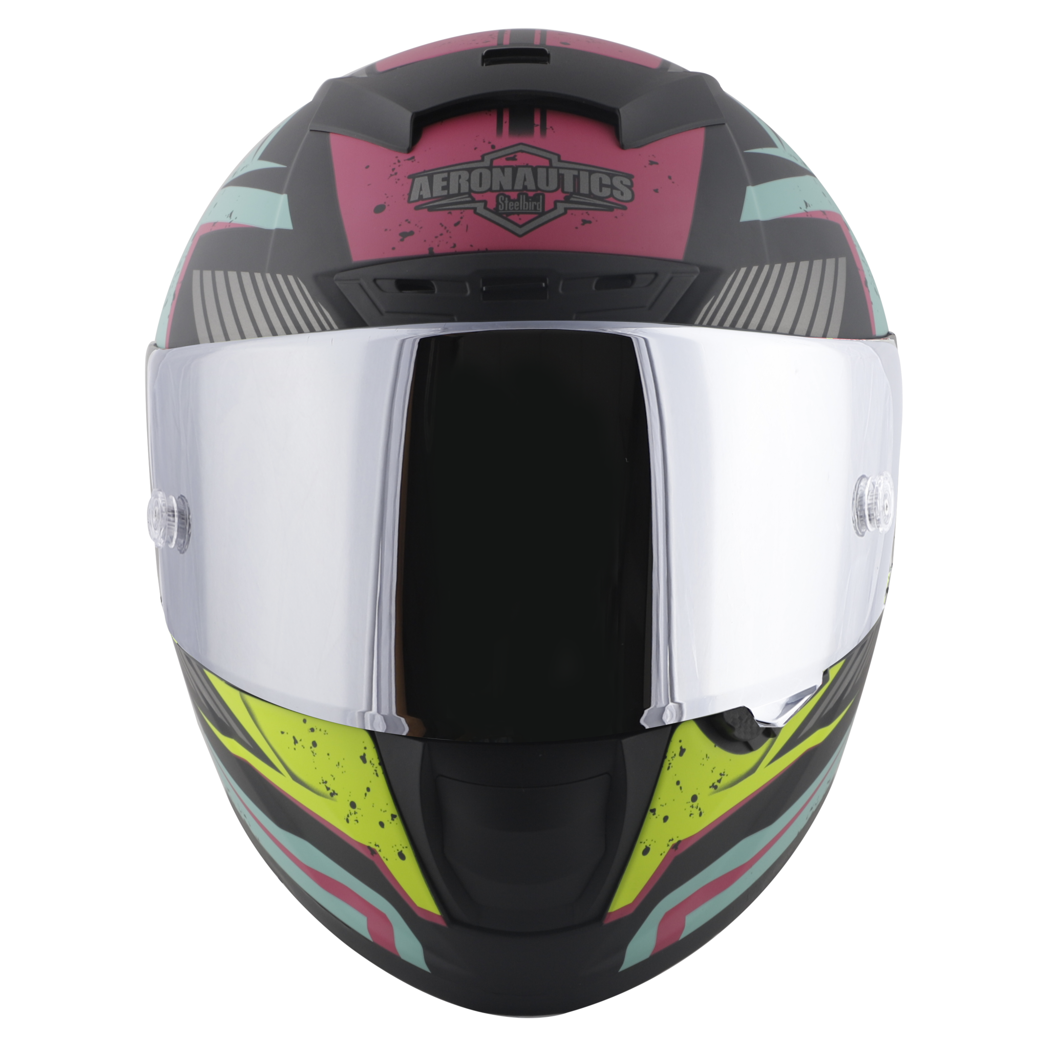 SA-2 BREEZER MAT BLACK WITH LIGHT BLUE FITTED WITH CLEAR VISOR EXTRA CHROME SILVER VISOR FREE (WITH ANTI-FOG SHIELD HOLDER)