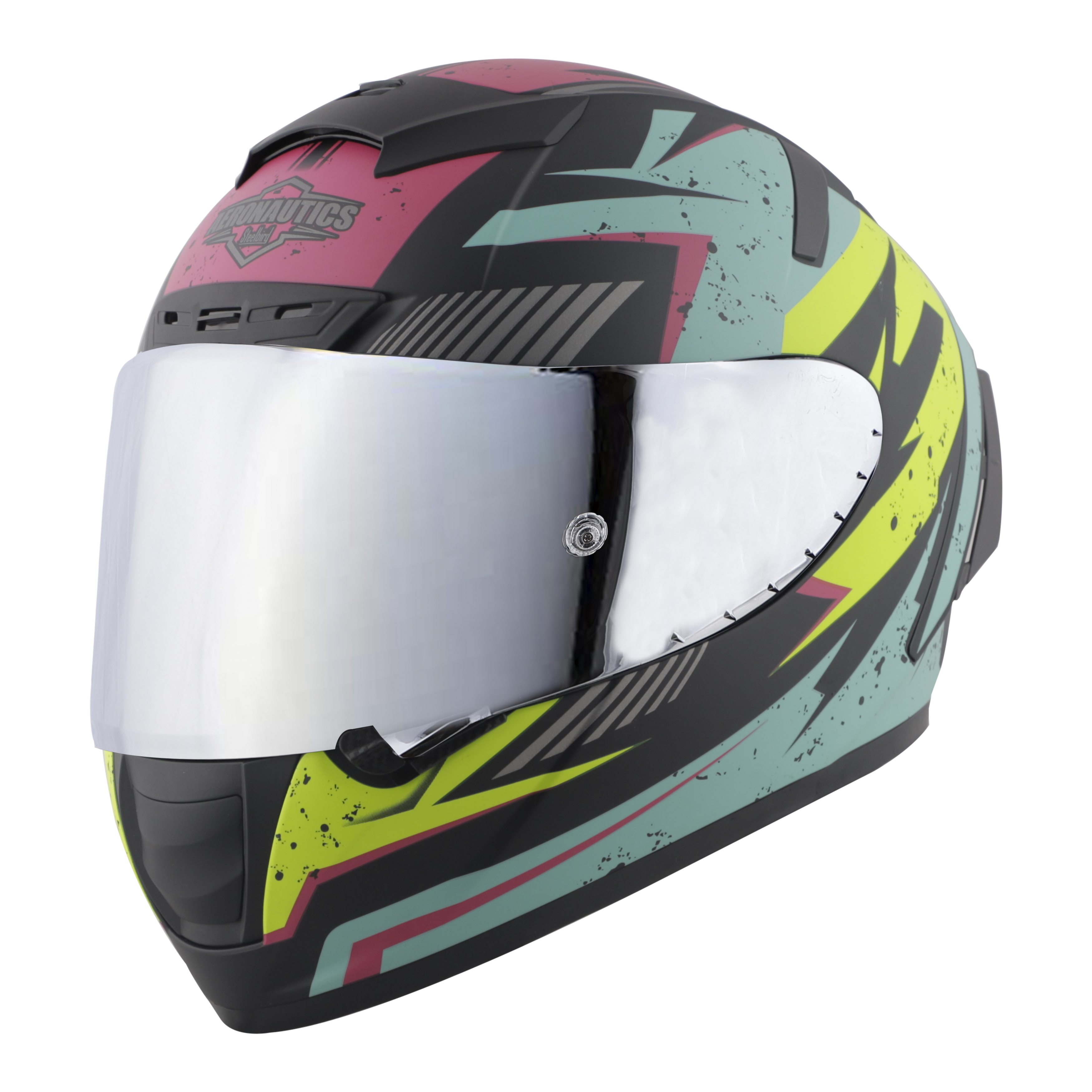 SA-2 BREEZER GLOSSY BLACK WITH LIGHT BLUE FITTED WITH CLEAR VISOR EXTRA CHROME SILVER VISOR FREE (WITH ANTI-FOG SHIELD HOLDER)