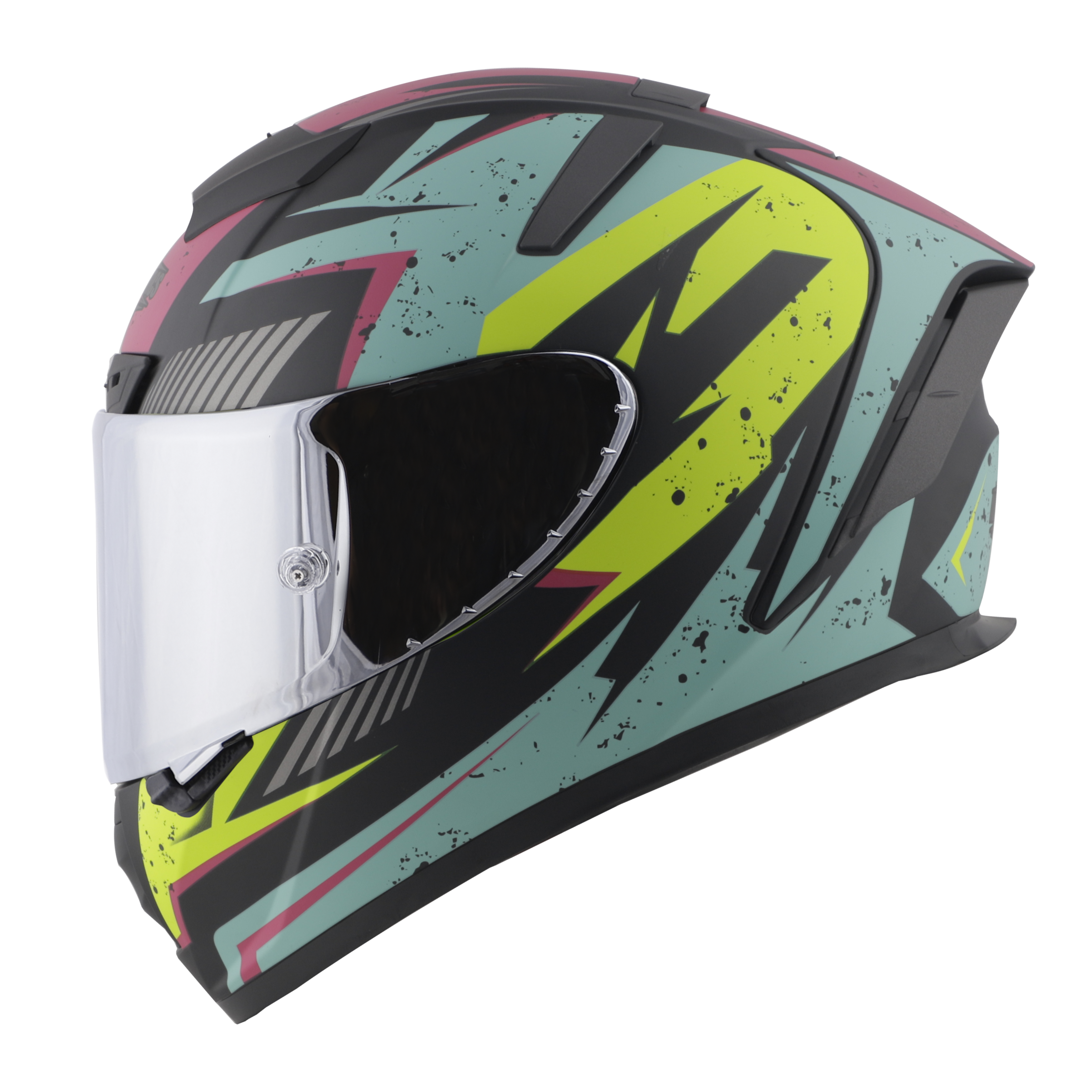 SA-2 BREEZER GLOSSY BLACK WITH LIGHT BLUE FITTED WITH CLEAR VISOR EXTRA CHROME SILVER VISOR FREE (WITH ANTI-FOG SHIELD HOLDER)
