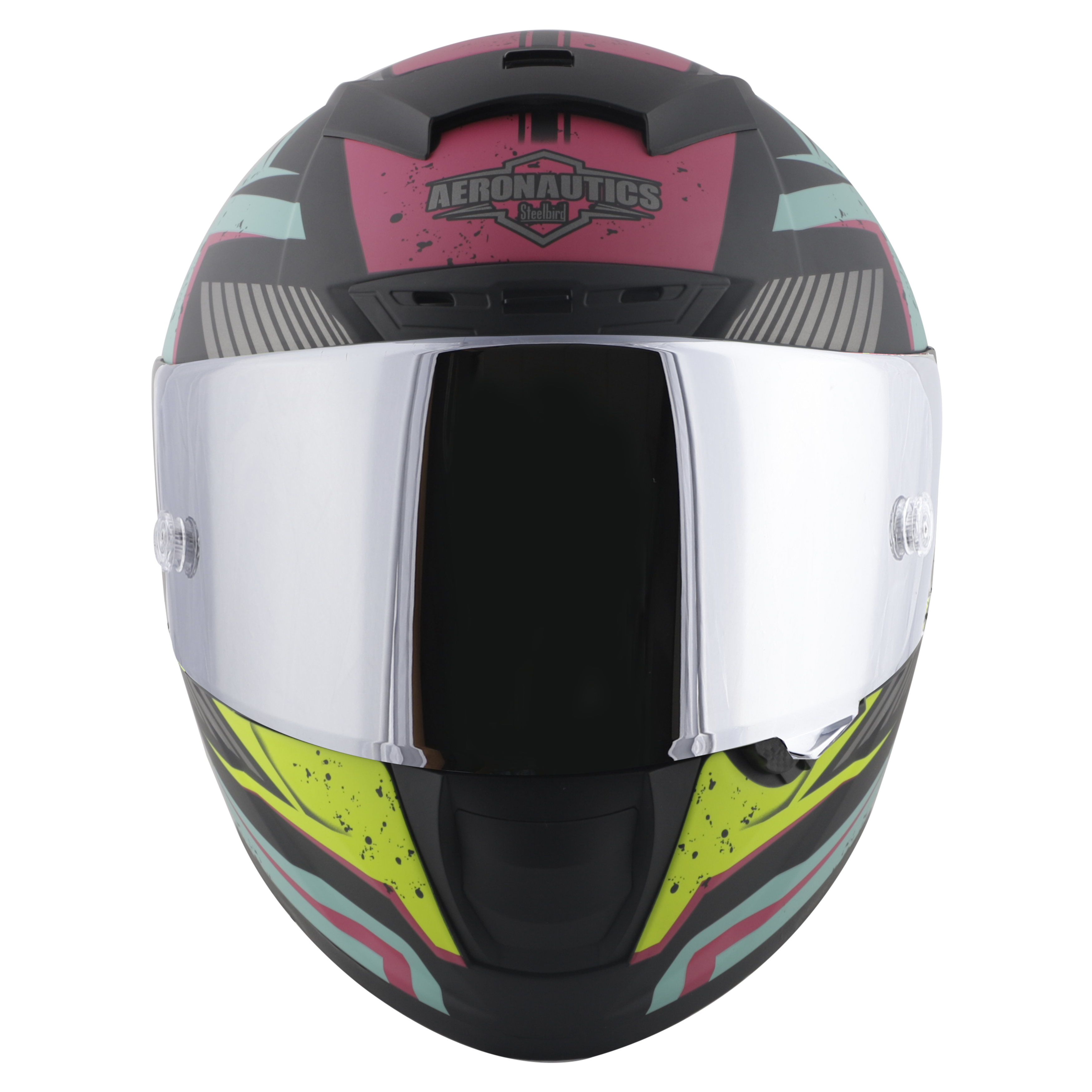 SA-2 BREEZER GLOSSY BLACK WITH LIGHT BLUE FITTED WITH CLEAR VISOR EXTRA CHROME SILVER VISOR FREE (WITH ANTI-FOG SHIELD HOLDER)