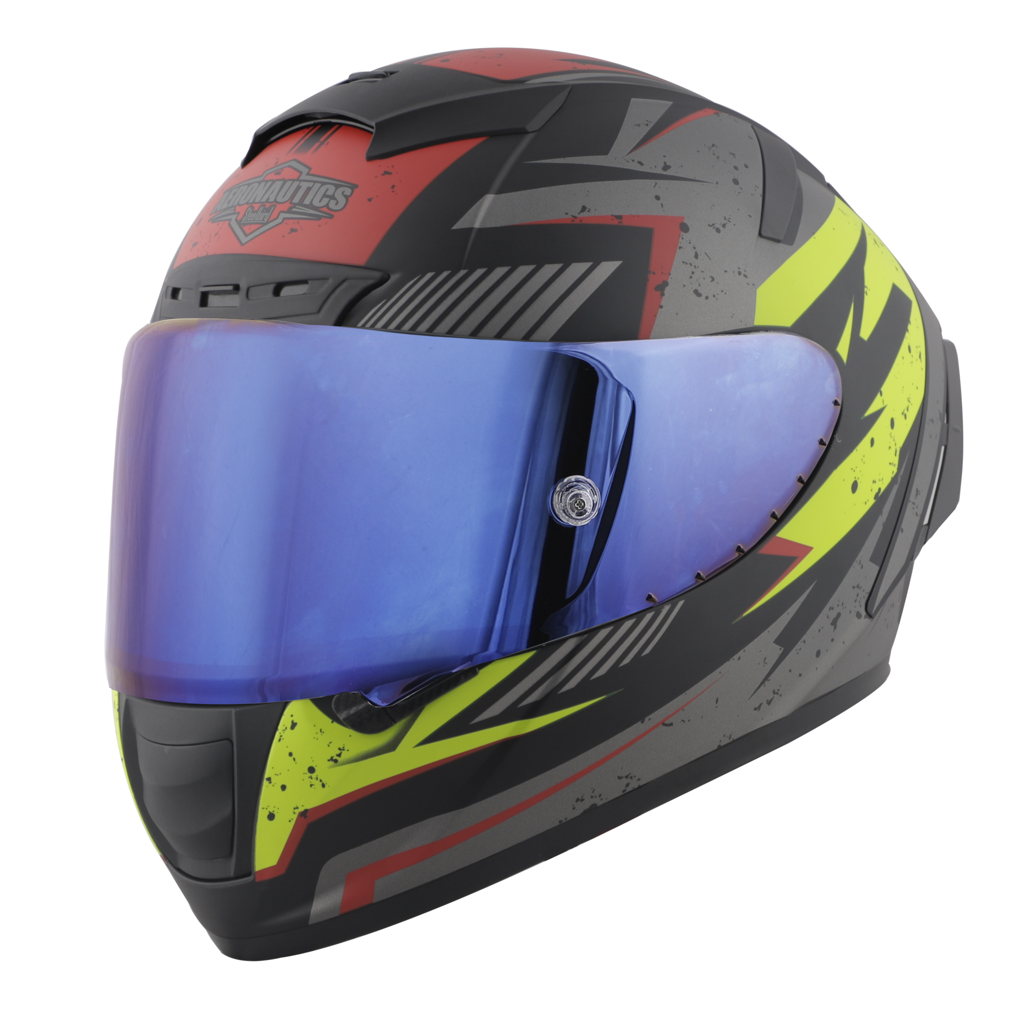 SA-2 BREEZER GLOSSY BLACK WITH GREY FITTED WITH CLEAR VISOR EXTRA CHROME BLUE VISOR FREE (WITH ANTI-FOG SHIELD HOLDER)