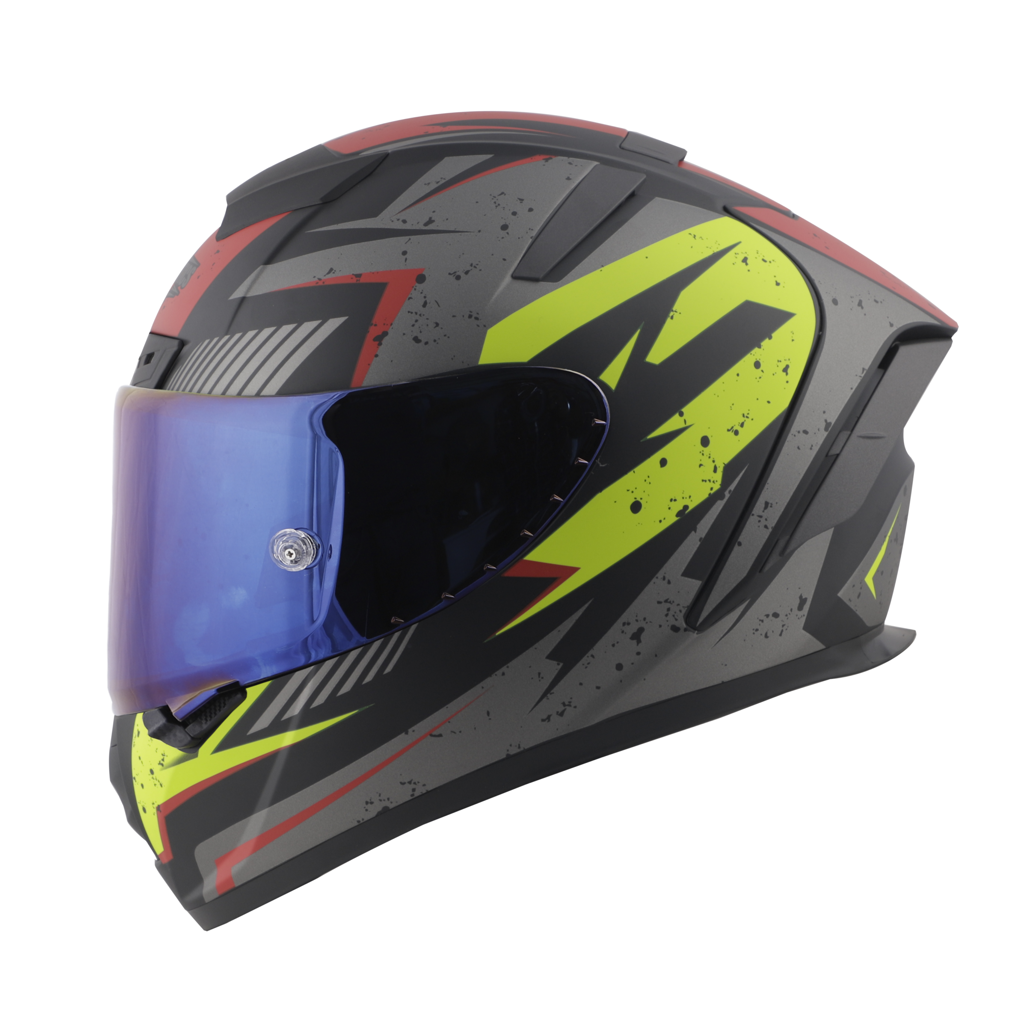 SA-2 BREEZER GLOSSY BLACK WITH GREY FITTED WITH CLEAR VISOR EXTRA CHROME BLUE VISOR FREE (WITH ANTI-FOG SHIELD HOLDER)