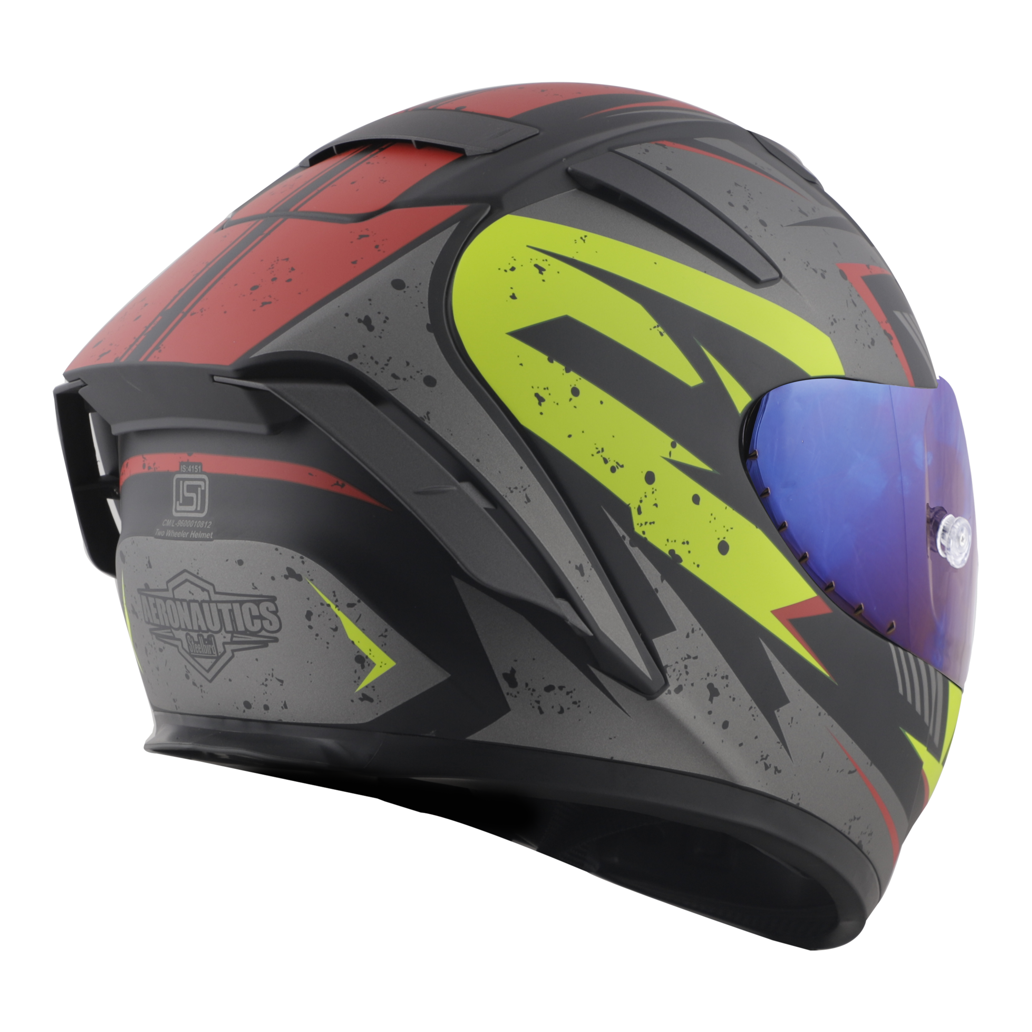SA-2 BREEZER GLOSSY BLACK WITH GREY FITTED WITH CLEAR VISOR EXTRA CHROME BLUE VISOR FREE (WITH ANTI-FOG SHIELD HOLDER)