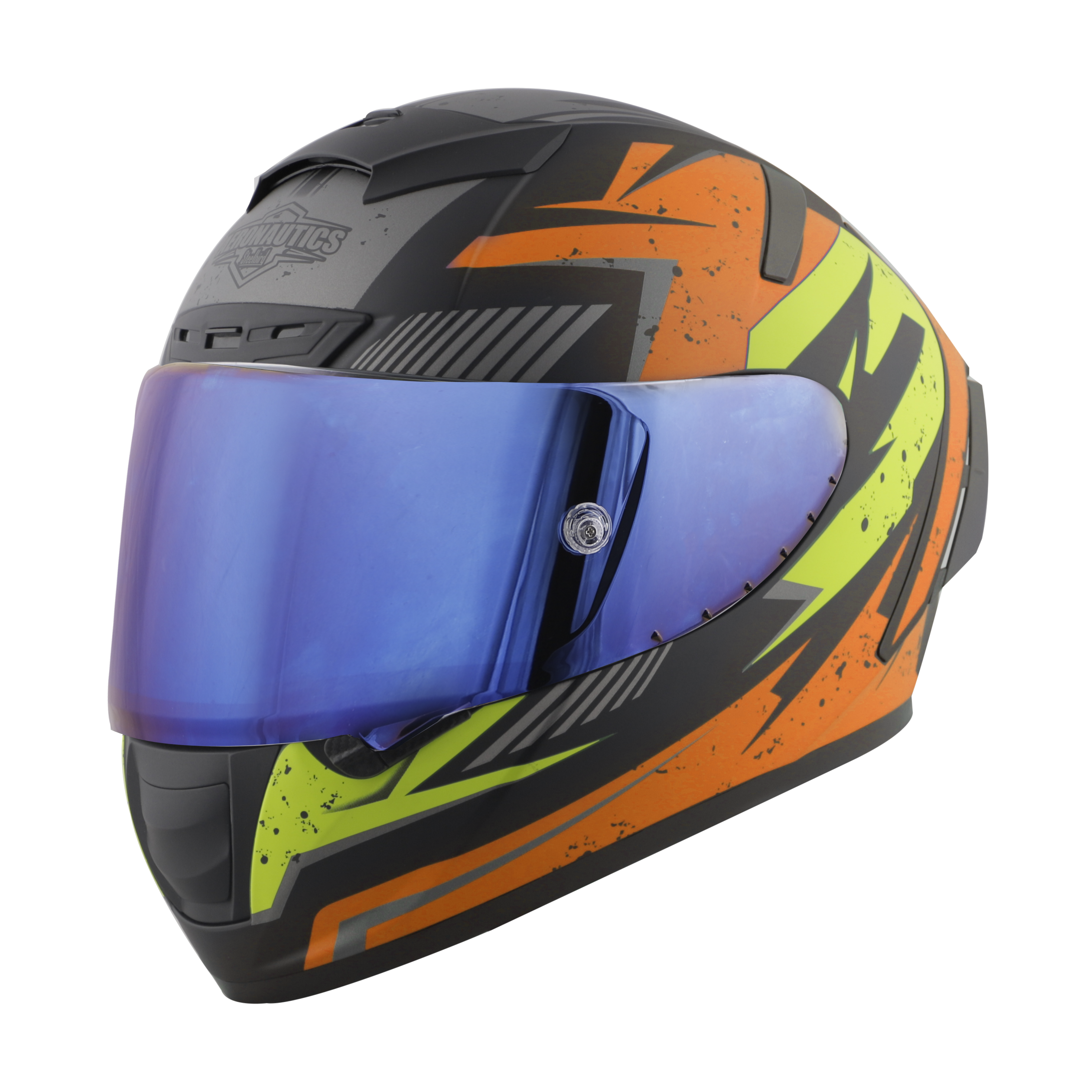 SA-2 BREEZER GLOSSY BLACK WITH ORANGE FITTED WITH CLEAR VISOR EXTRA CHROME RAINBOW VISOR FREE (WITH ANTI-FOG SHIELD HOLDER)