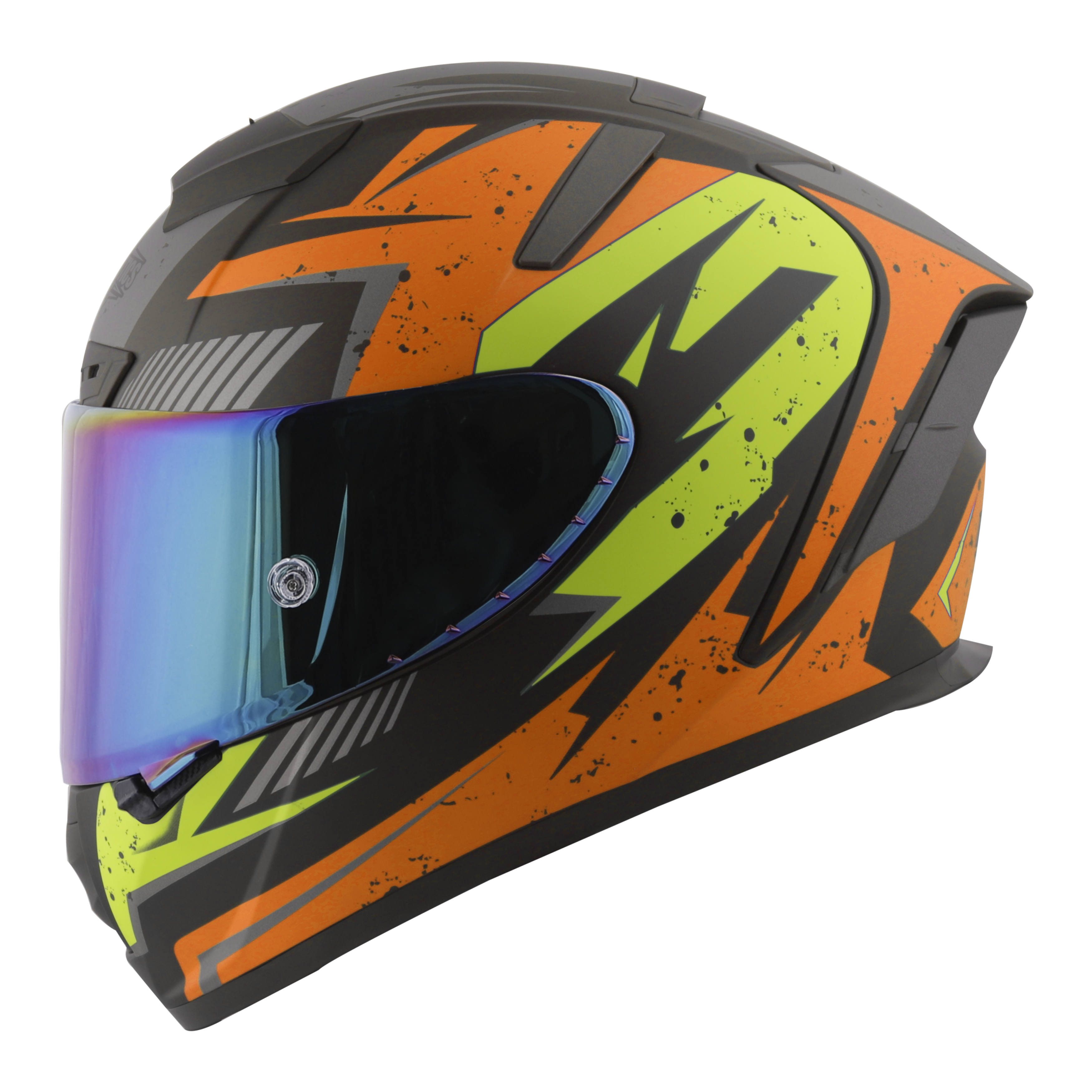 SA-2 BREEZER GLOSSY BLACK WITH ORANGE FITTED WITH CLEAR VISOR EXTRA CHROME RAINBOW VISOR FREE (WITH ANTI-FOG SHIELD HOLDER)