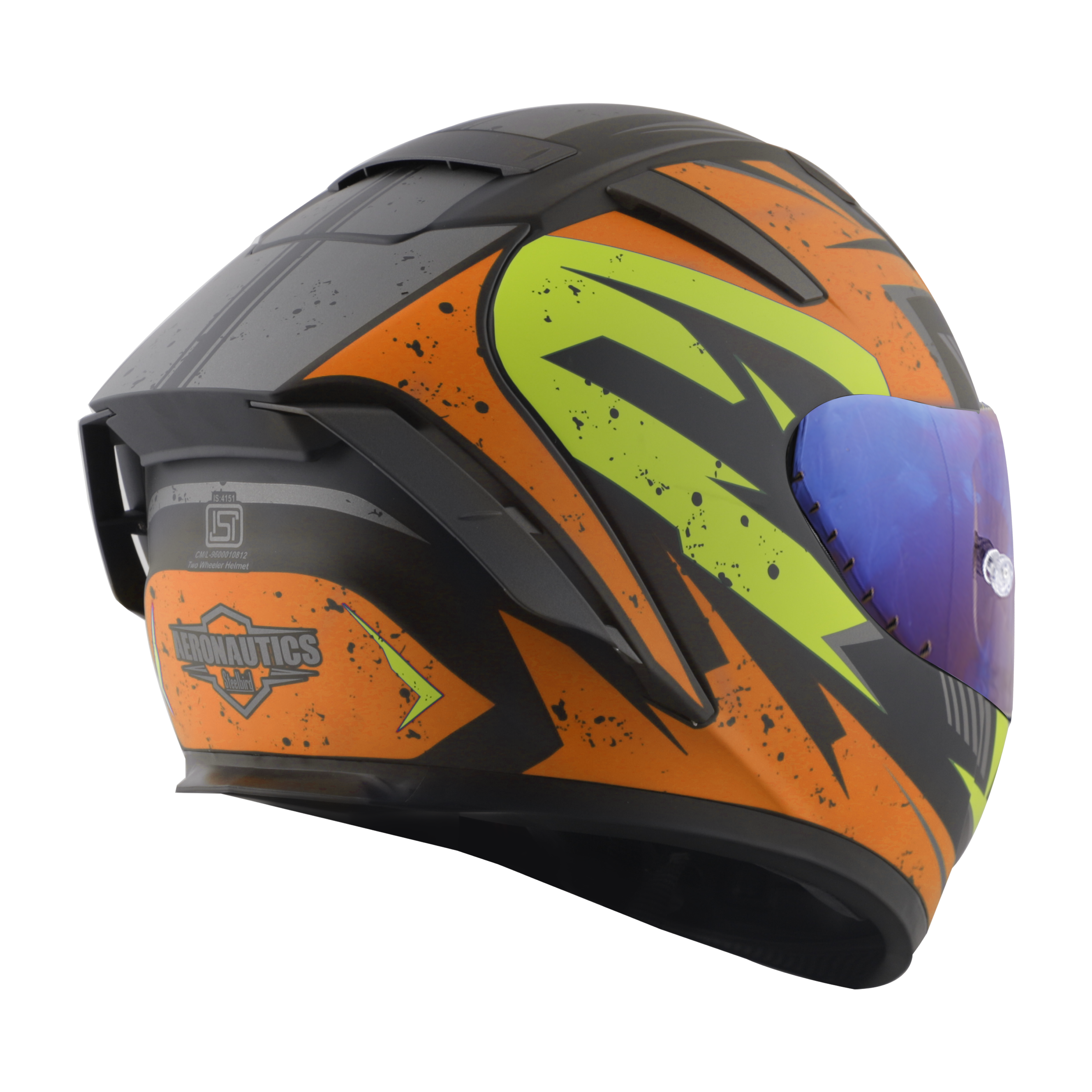 SA-2 BREEZER GLOSSY BLACK WITH ORANGE FITTED WITH CLEAR VISOR EXTRA CHROME RAINBOW VISOR FREE (WITH ANTI-FOG SHIELD HOLDER)