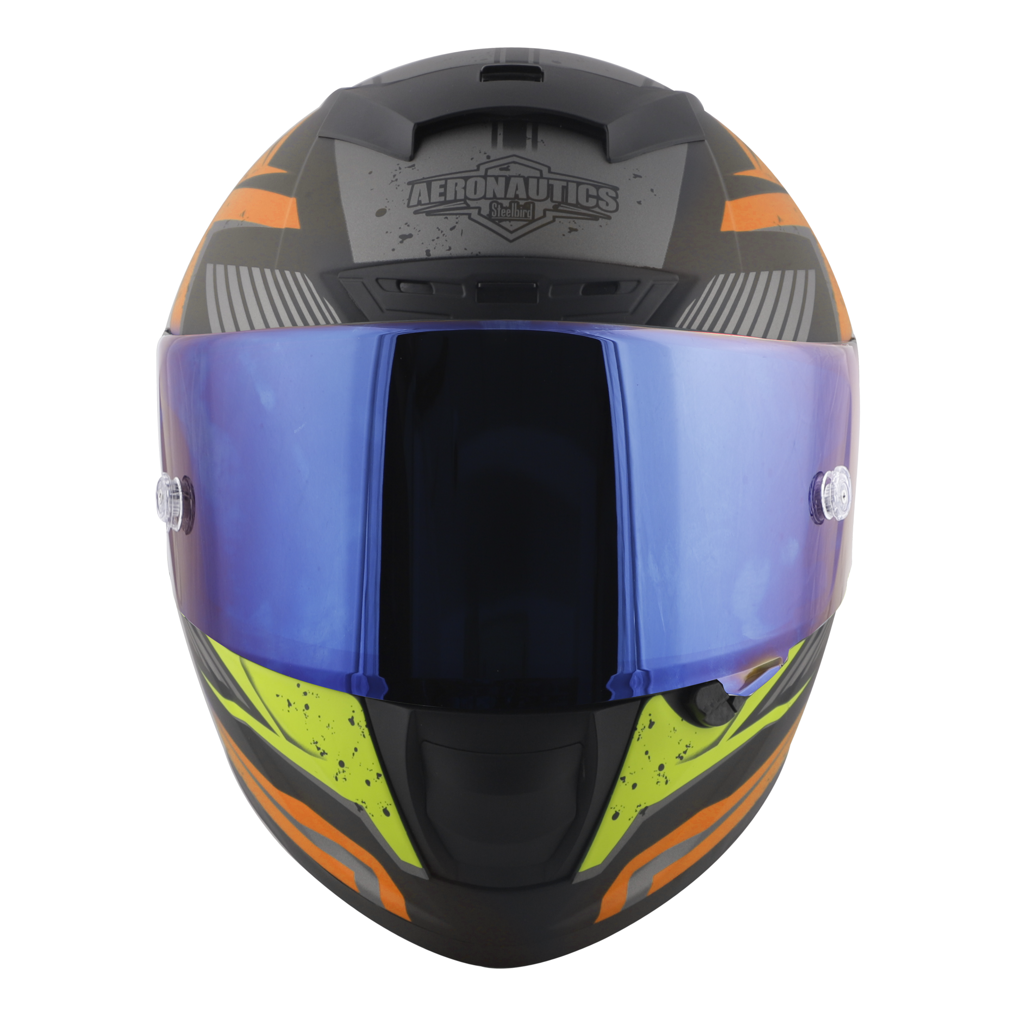 SA-2 BREEZER GLOSSY BLACK WITH ORANGE FITTED WITH CLEAR VISOR EXTRA CHROME RAINBOW VISOR FREE (WITH ANTI-FOG SHIELD HOLDER)