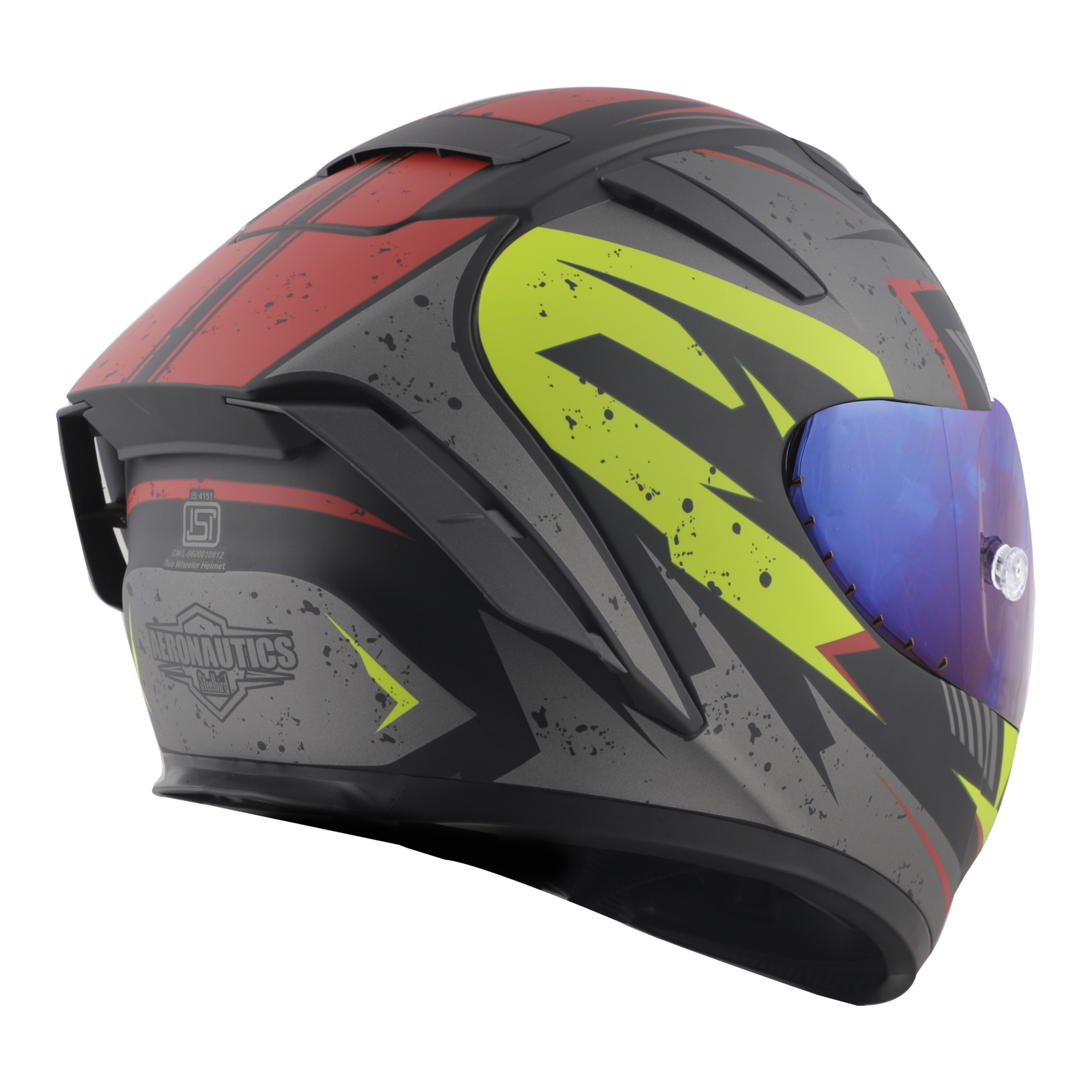 SA-2 BREEZER MAT BLACK WITH GREY FITTED WITH CLEAR VISOR EXTRA CHROME BLUE VISOR FREE (WITH ANTI-FOG SHIELD HOLDER)