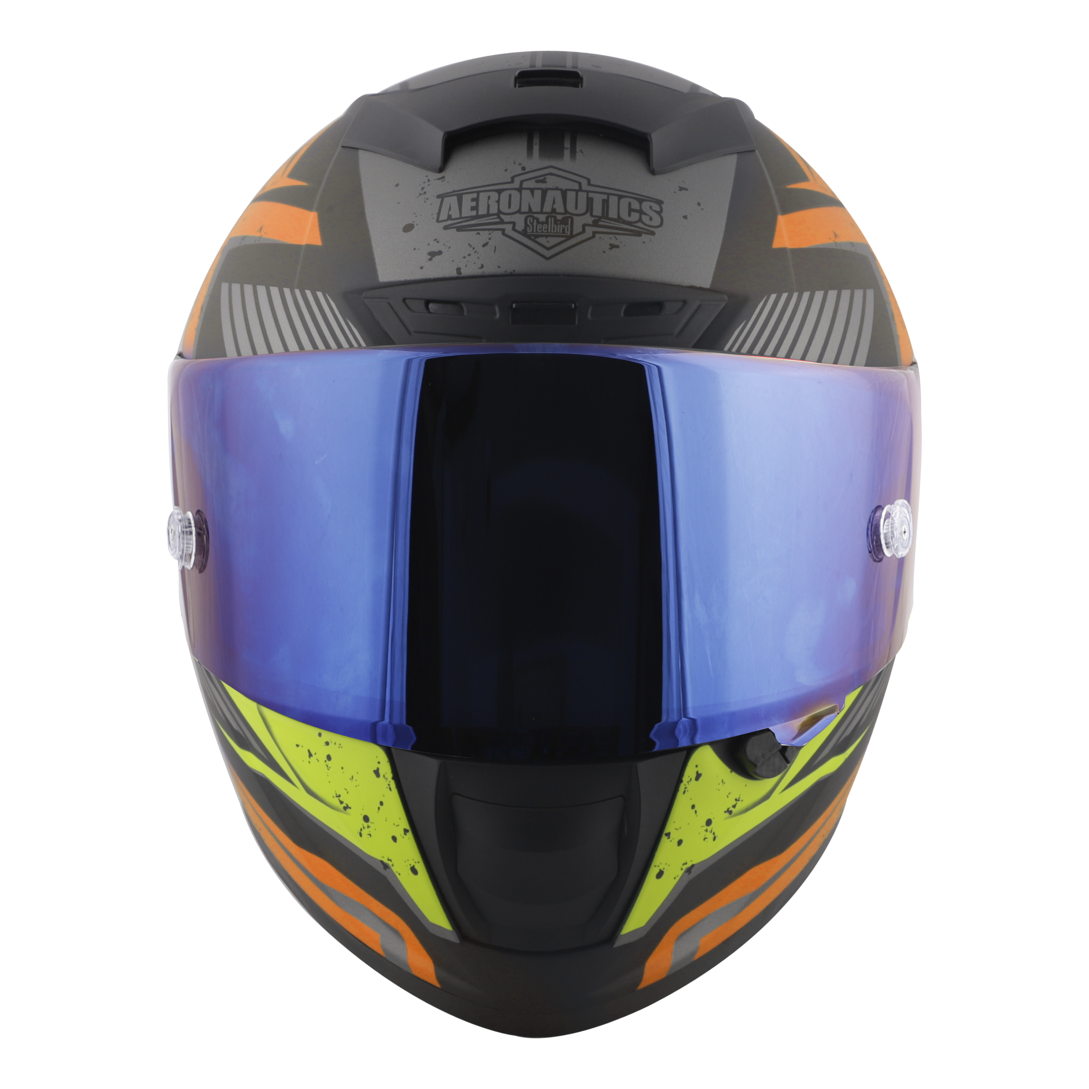 SA-2 BREEZER MAT BLACK WITH ORANGE FITTED WITH CLEAR VISOR EXTRA CHROME RAINBOW VISOR FREE (WITH ANTI-FOG SHIELD HOLDER)