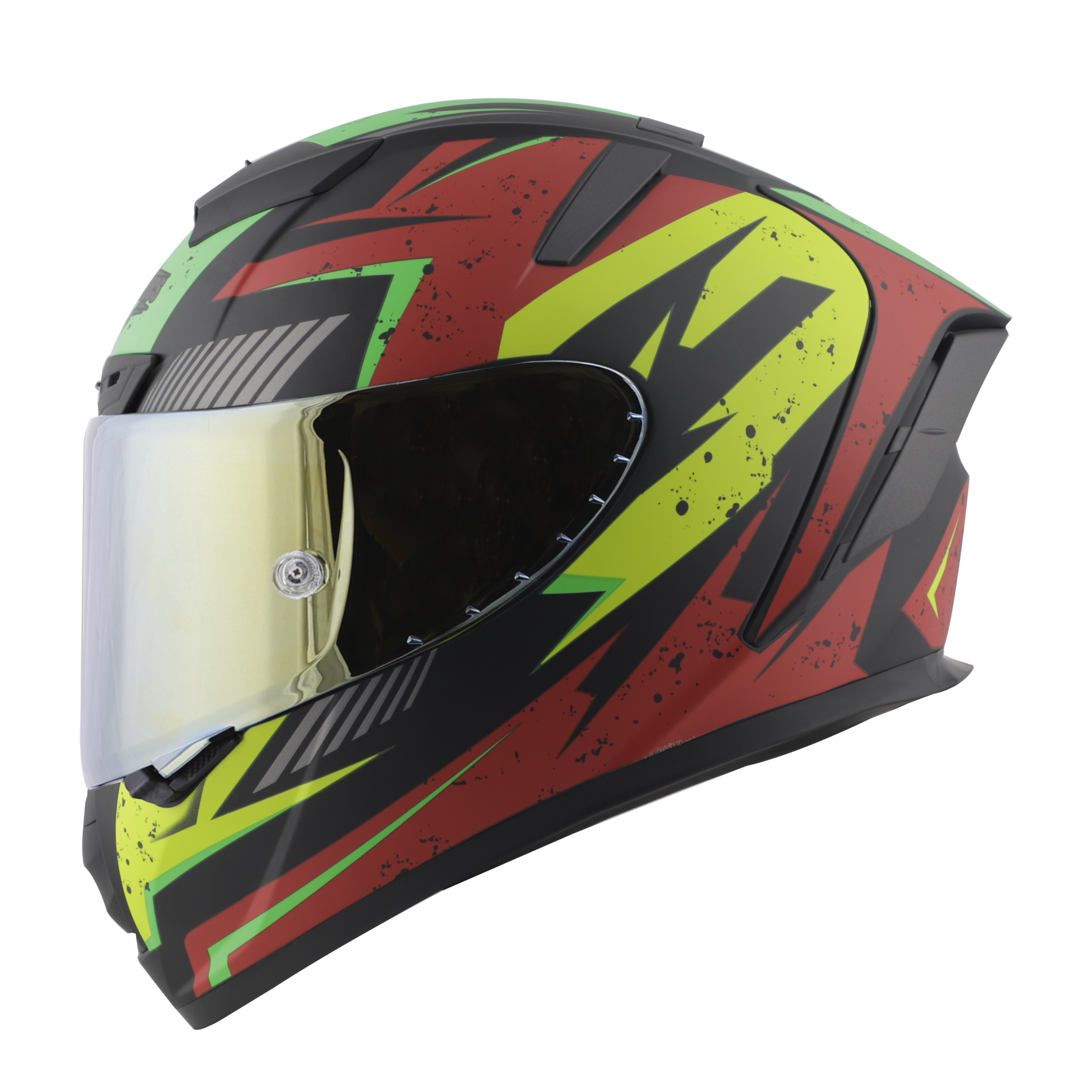 SA-2 BREEZER MAT BLACK WITH RED FITTED WITH CLEAR VISOR EXTRA CHROME GOLD VISOR FREE (WITH ANTI-FOG SHIELD HOLDER