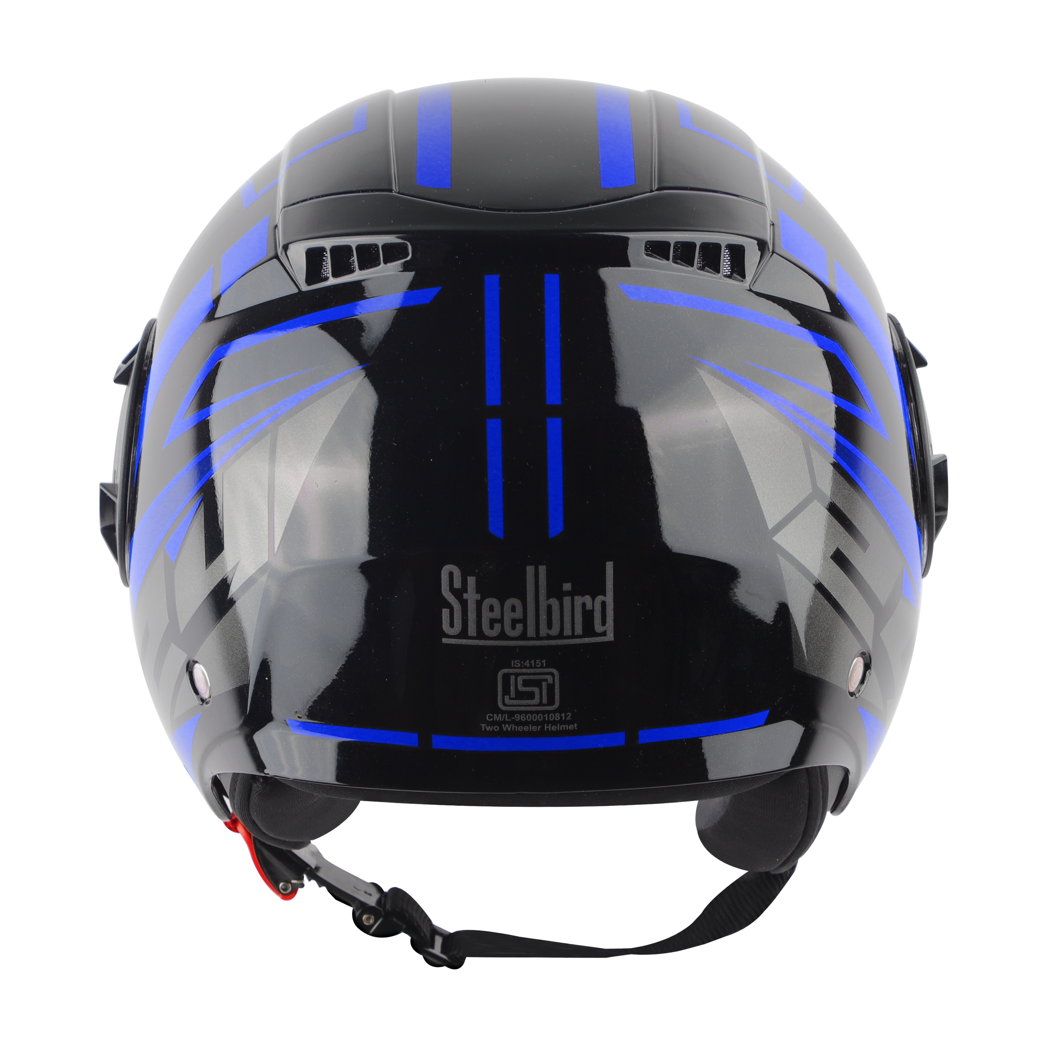Steelbird SBH-31 Baron ISI Certified Open Face Helmet For Men And Women (Matt Black Blue With Smoke Visor)