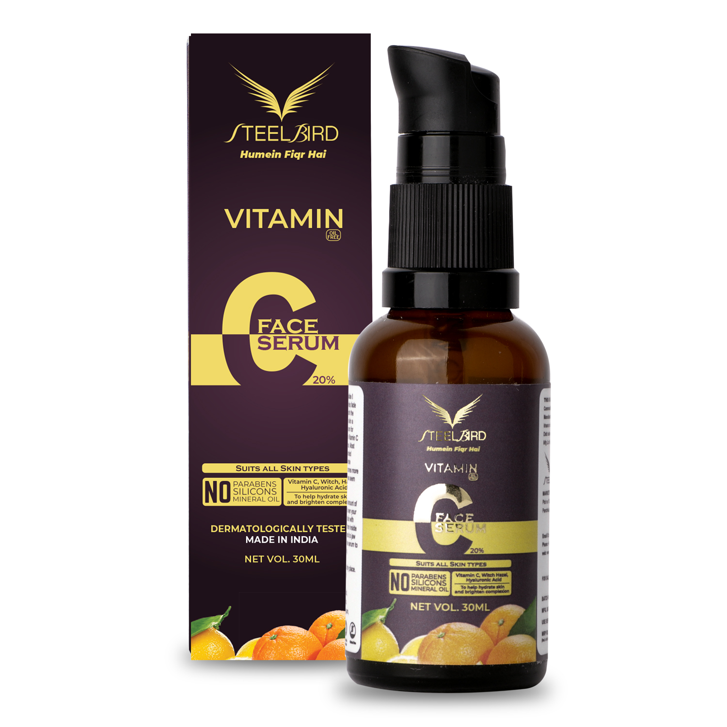 Steelbird Skin Care Bright Complete Vitamin C Booster Face Serum, 30ML : DERMATOLOGICALLY TESTED