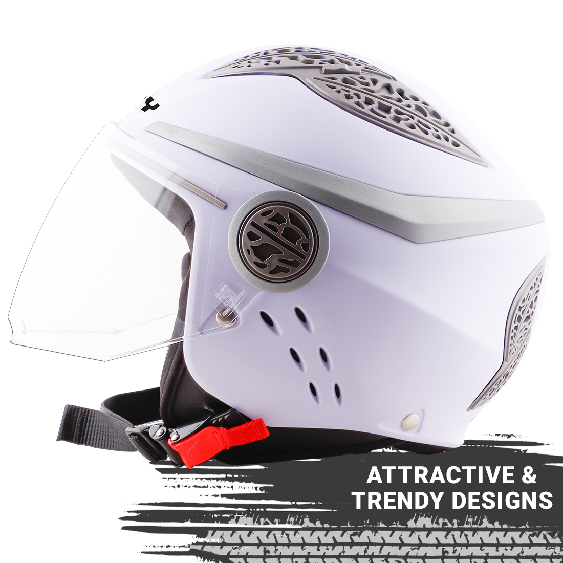Steelbird Fairy Classic Specially Designed ISI Certified Helmet For Girls || Womens  (White With Clear Visor)