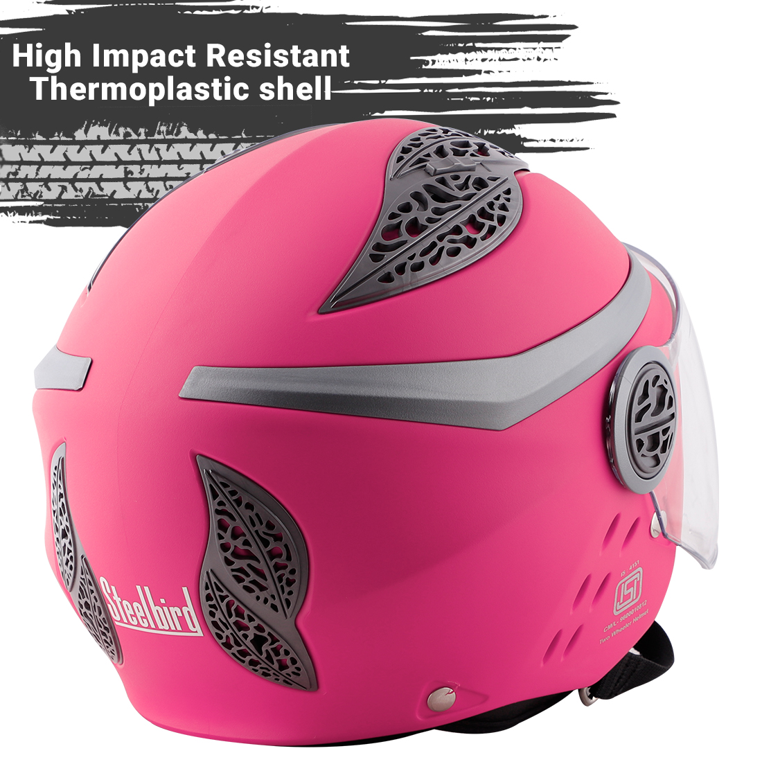Steelbird Fairy Classic Specially Designed ISI Certified Helmet For Girls || Womens  (Pink With Clear Visor)