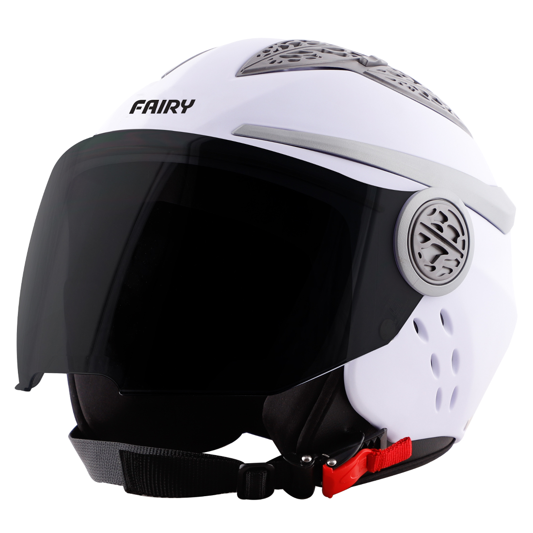 Steelbird Fairy Classic Specially Designed ISI Certified Helmet For Girls || Womens  (White With Smoke Visor)