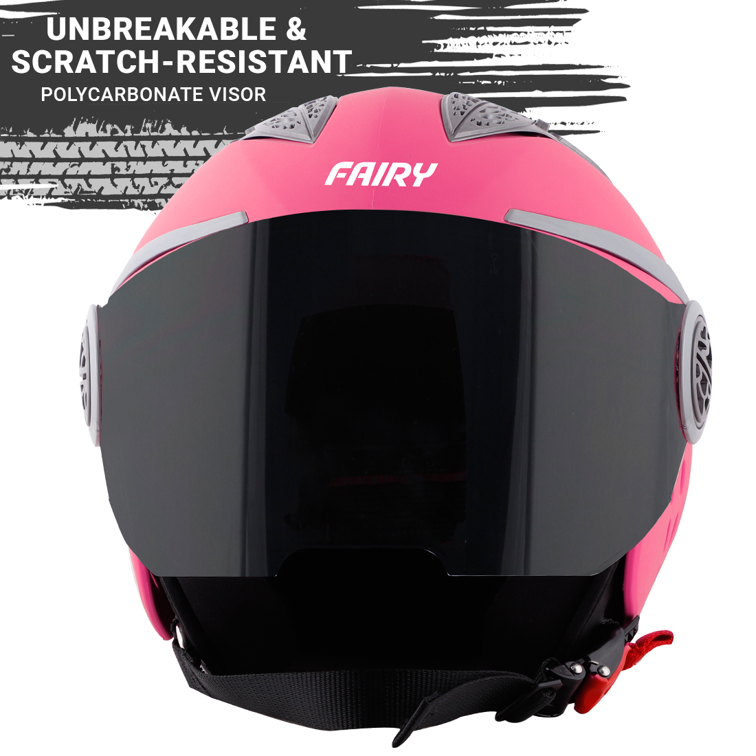 Steelbird Fairy Classic Specially Designed ISI Certified Helmet For Girls || Womens  (Pink With Smoke Visor)