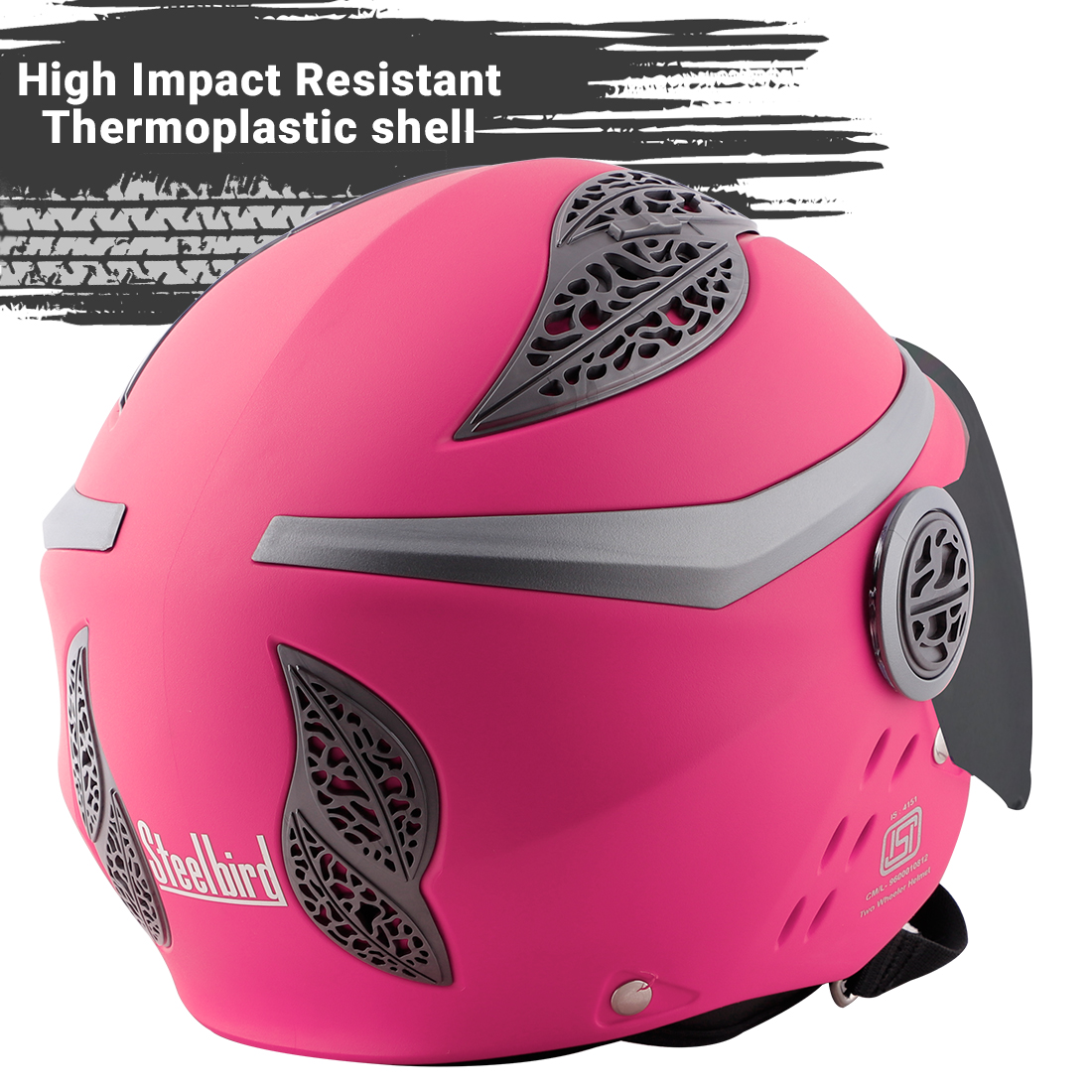 Steelbird Fairy Classic Specially Designed ISI Certified Helmet For Girls || Womens  (Pink With Smoke Visor)