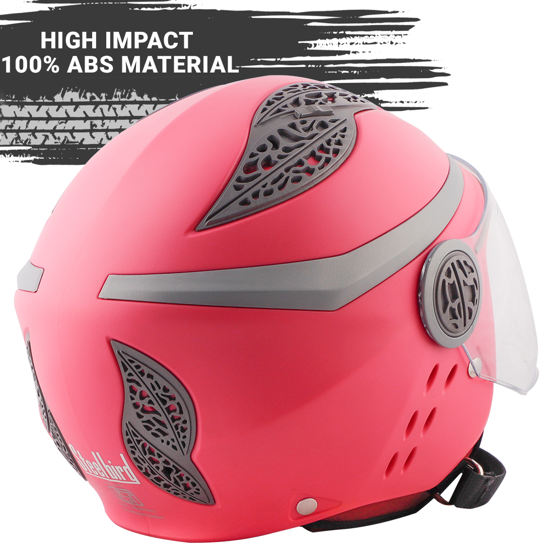 Steelbird Fairy Dashing Specially Designed ISI Certified Helmet For Girls || Womens  (Pink With Clear Visor)