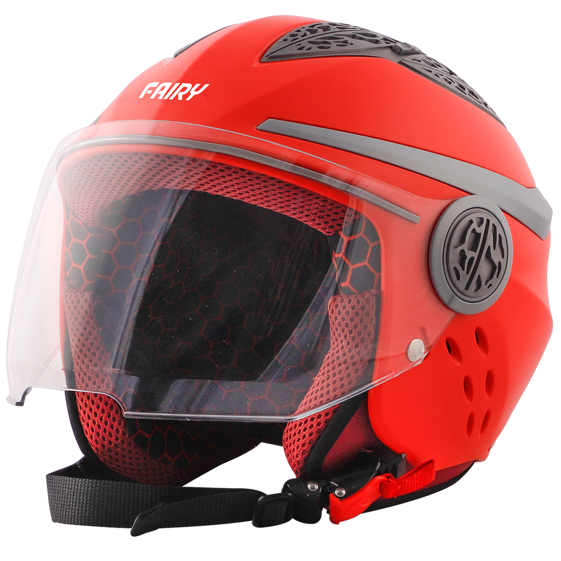 Steelbird Fairy Dashing Specially Designed ISI Certified Helmet For Girls || Womens  (Red With Clear Visor)