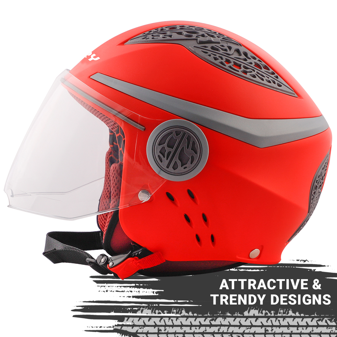 Steelbird Fairy Dashing Specially Designed ISI Certified Helmet For Girls || Womens  (Red With Clear Visor)